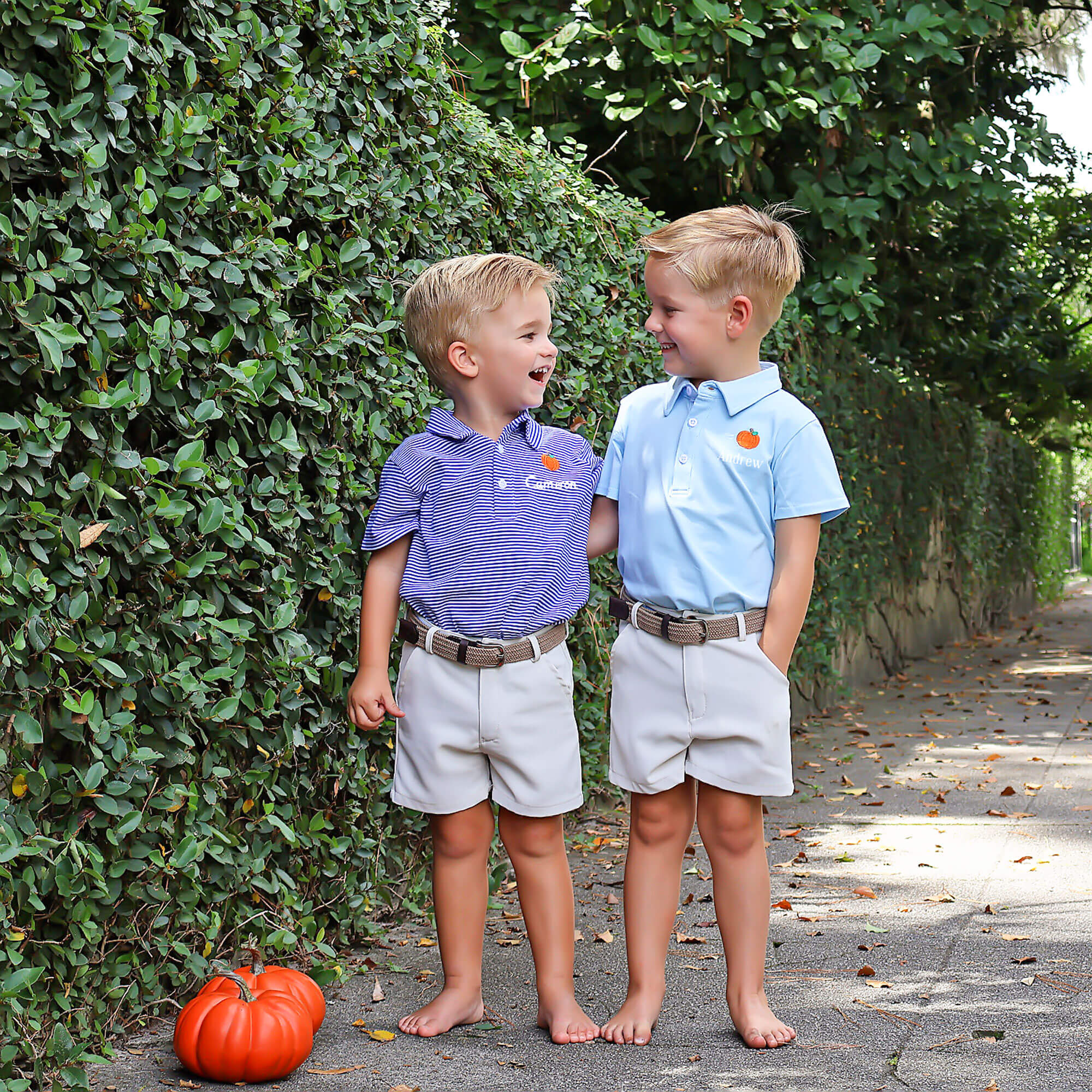 Pumpkin Embroidered Light Blue Polo - Image 3