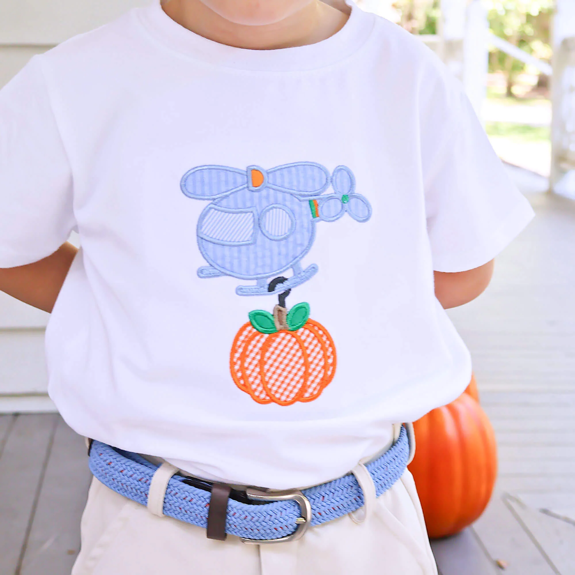 Pumpkin Helicopter White Short Sleeve Shirt - Image 3