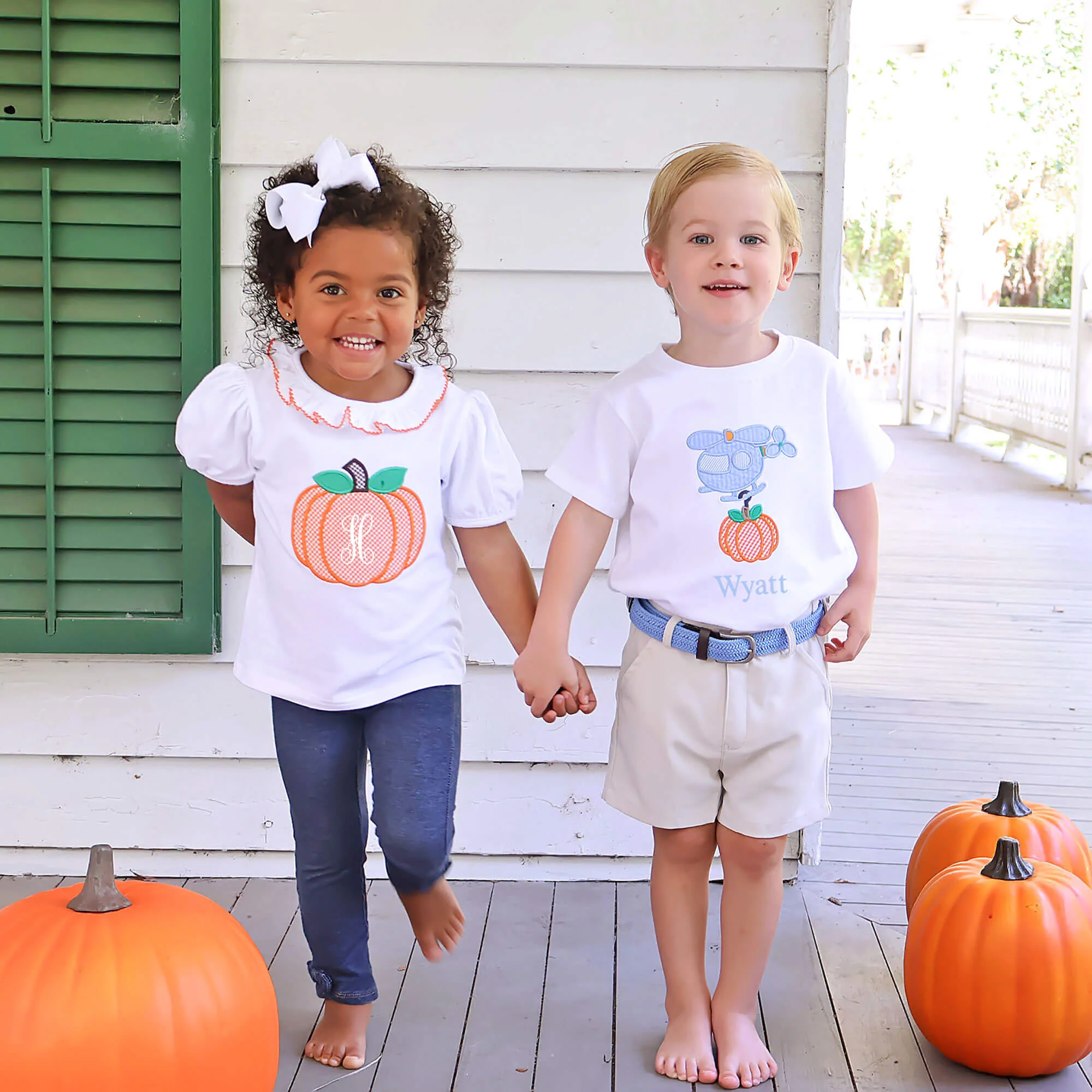 Pumpkin Helicopter White Short Sleeve Shirt - Image 5