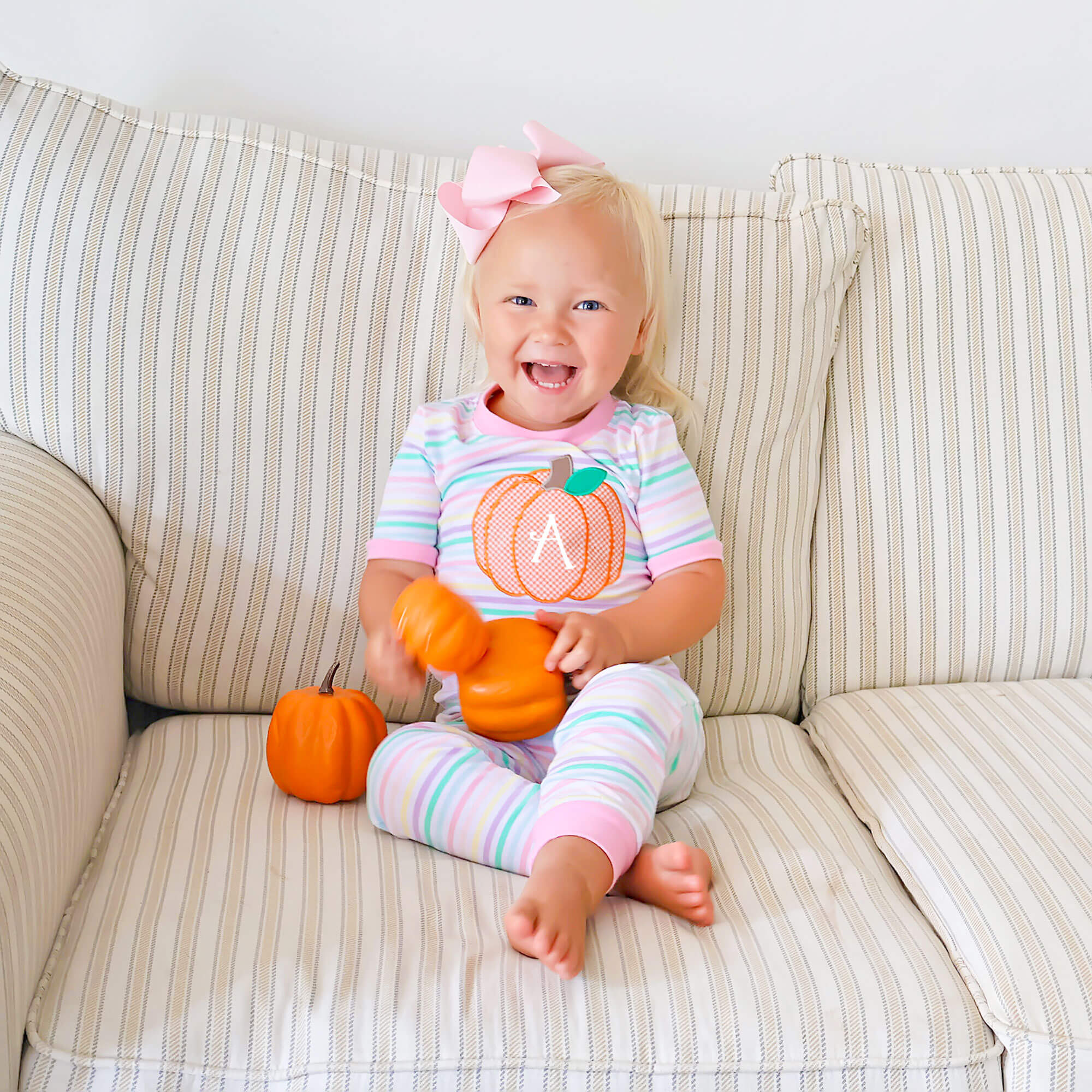 Pumpkin Pastel Pink Stripe Pajamas - Image 2