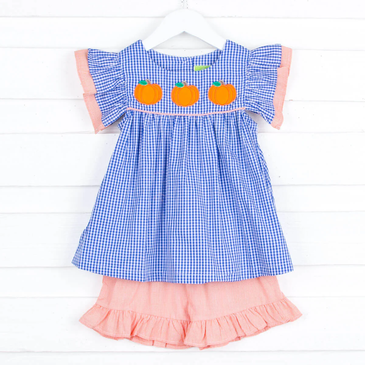 Pumpkin Picking Royal Blue Gingham Maeve Short Set - Image 3