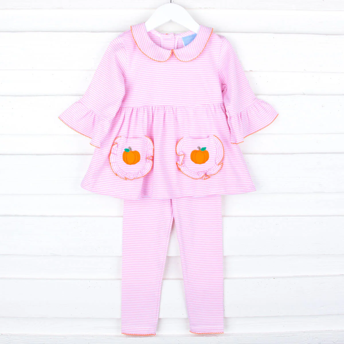 Light Pink Stripe Pumpkin Caroline Legging Set - Image 2