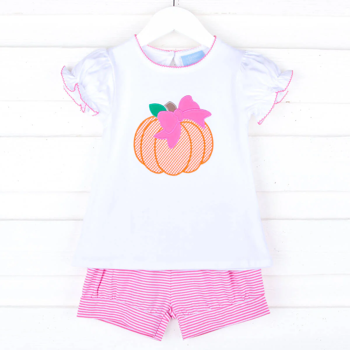Pumpkin Hot Pink Stripe Short Set - Image 3