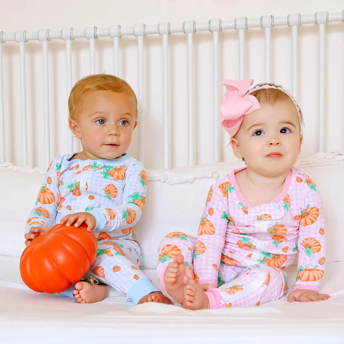 Pumpkin Print Pink Gingham Zip Sleeper - Image 5