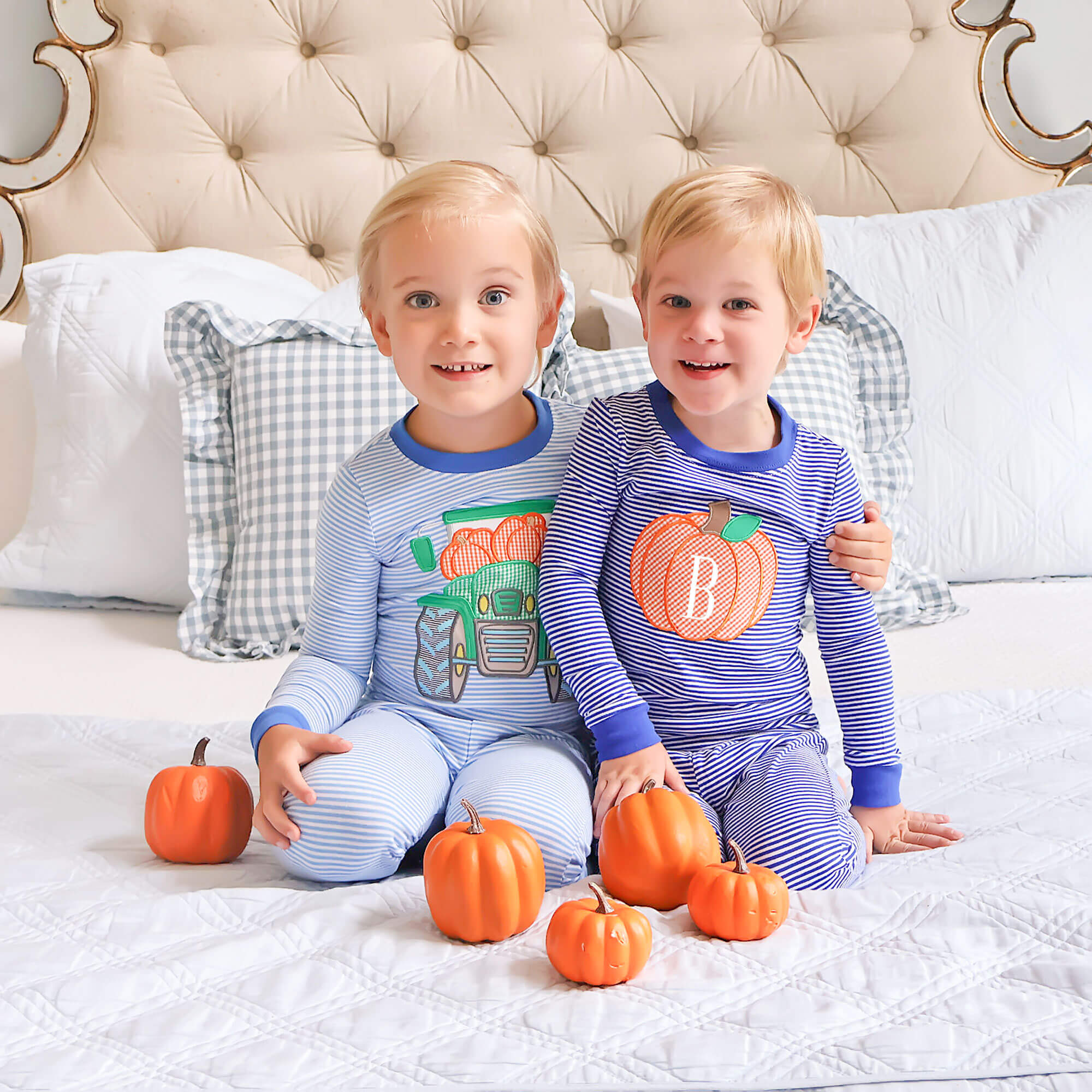 Pumpkin Royal Blue Stripe Pajamas - Image 4