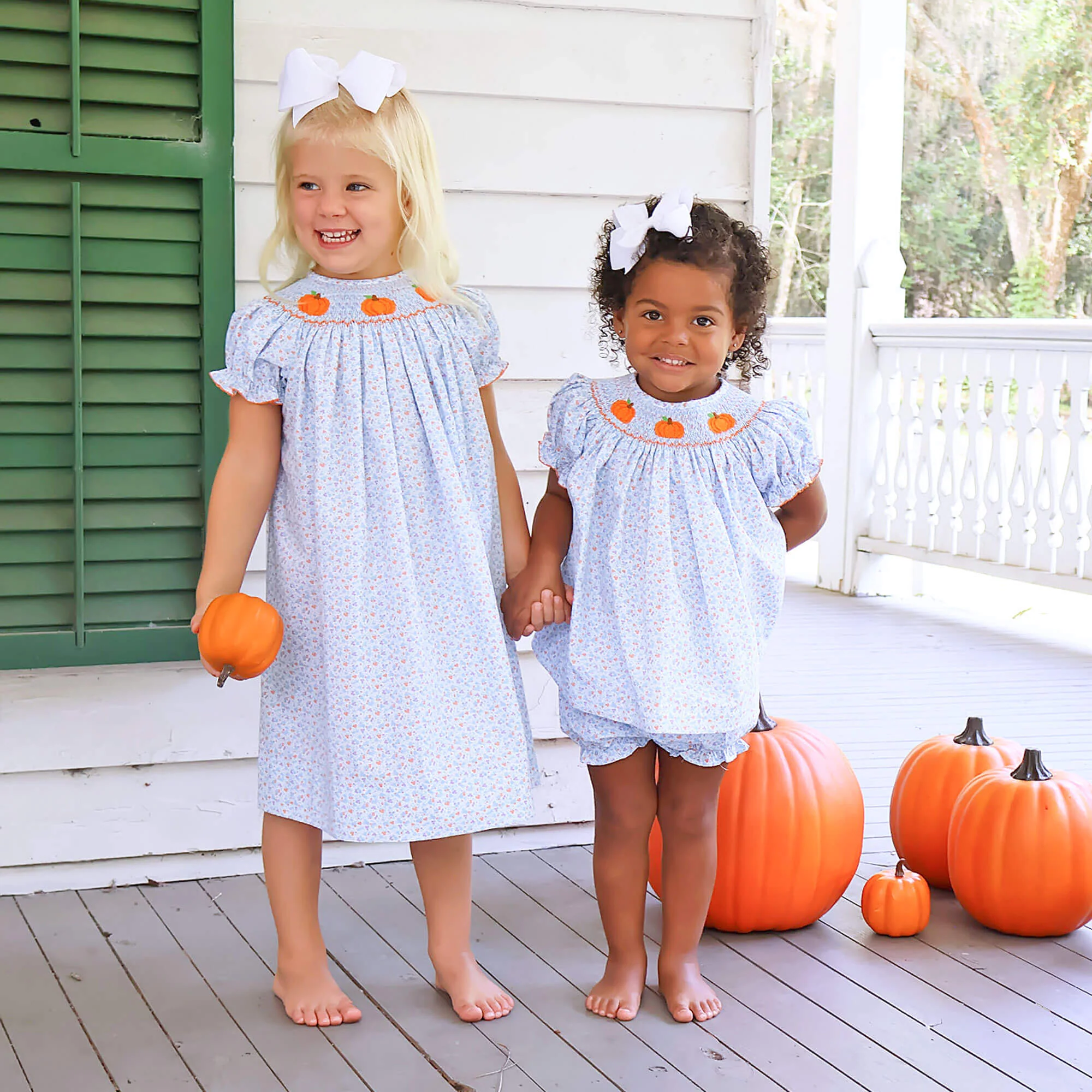 Pumpkin Smocked Floral Bishop Dress - Image 4