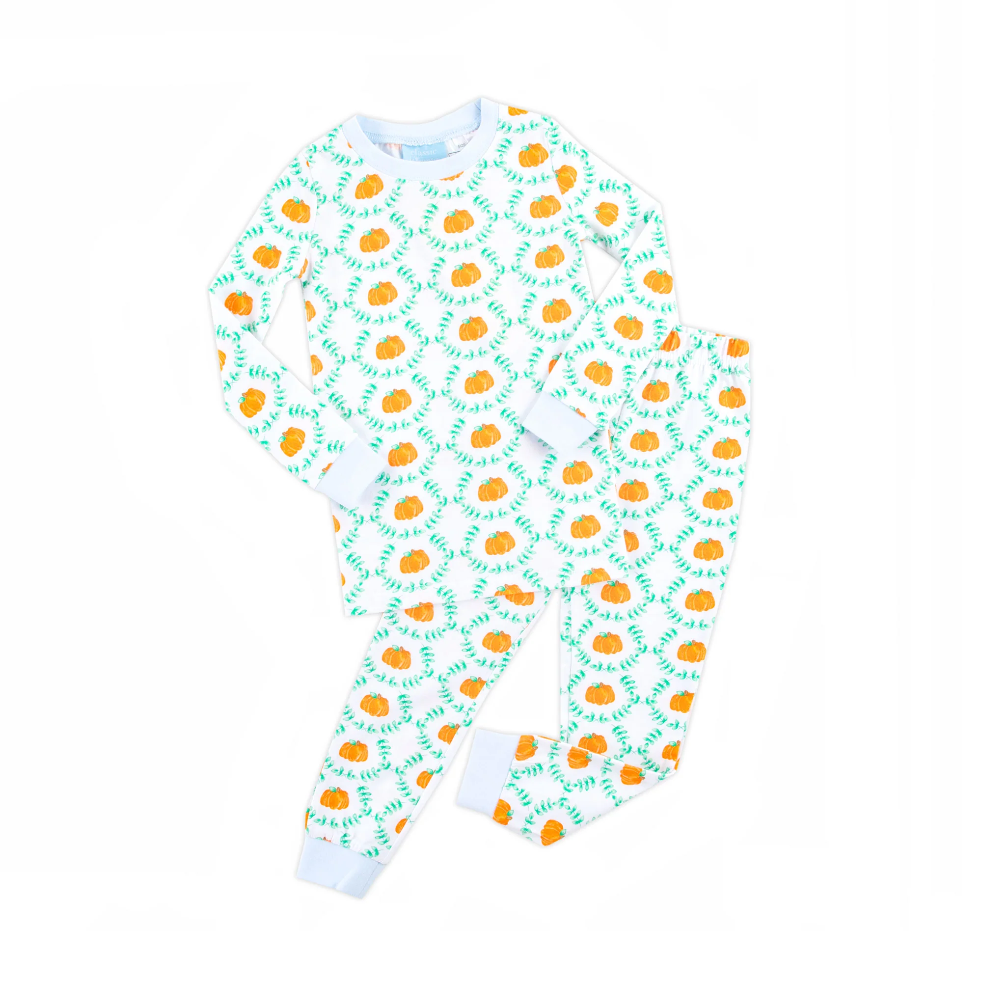 Pumpkin Splendor Blue Rib Pajamas - Image 4