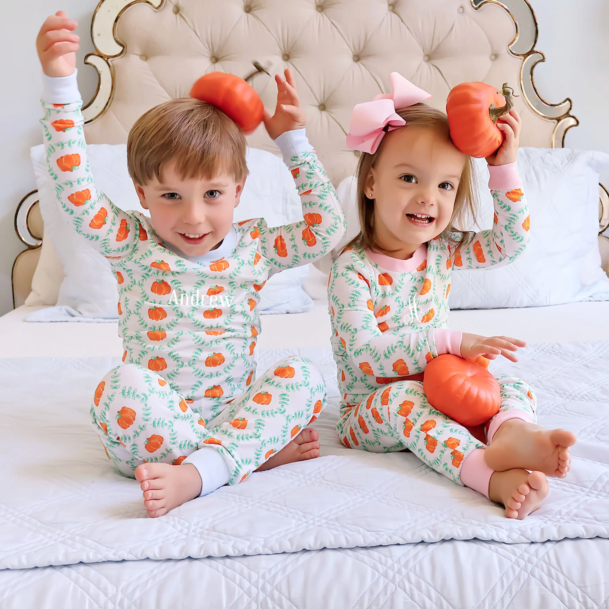 Pumpkin Splendor Pink Rib Pajamas - Image 3