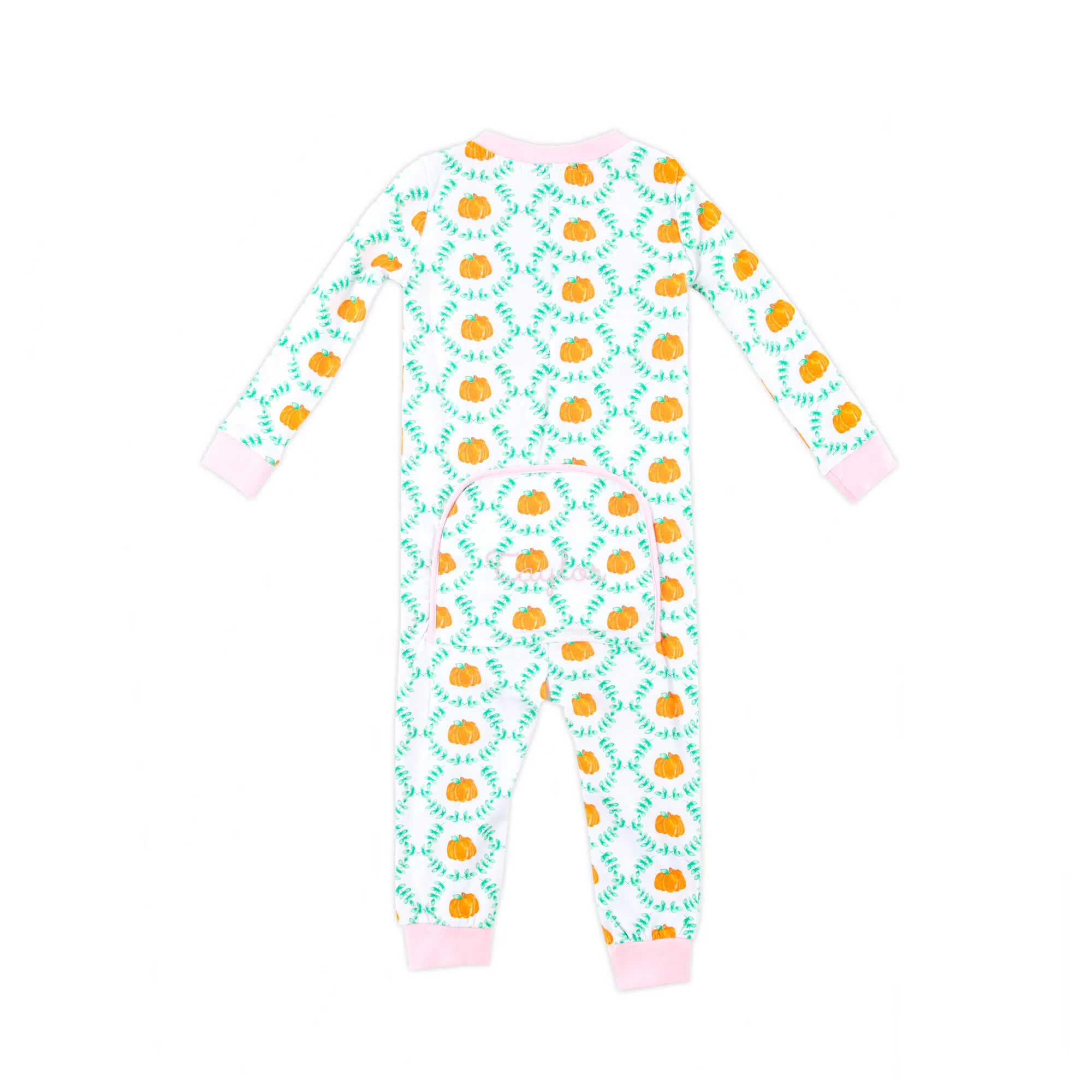 Pumpkin Splendor Pink Rib Zip Sleeper - Image 3