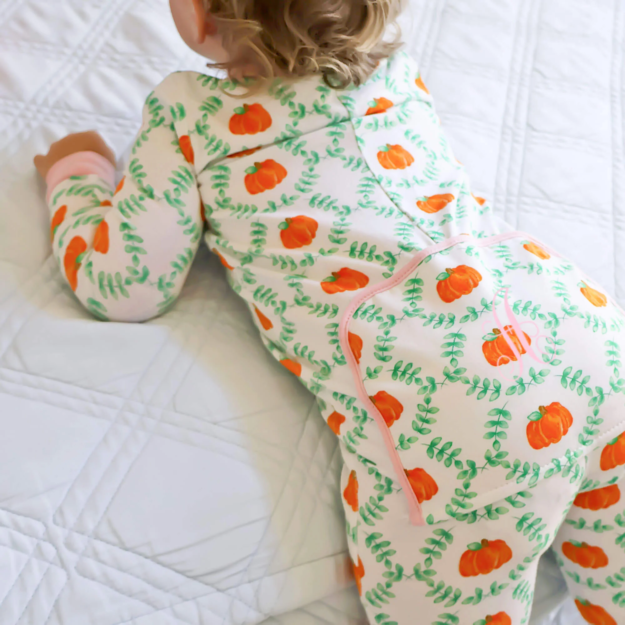 Pumpkin Splendor Pink Rib Zip Sleeper - Image 4