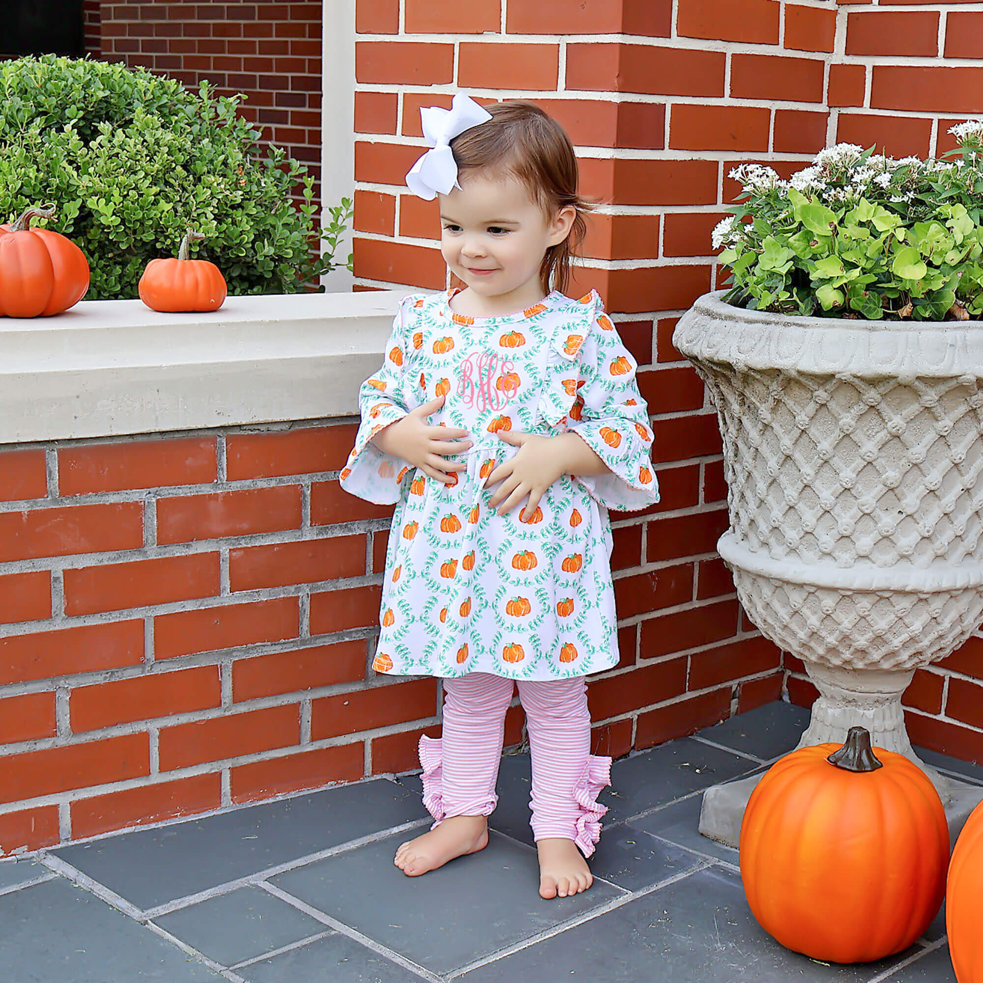 Pumpkin Splendor Pink Stripe Olivia Legging Set - Image 3