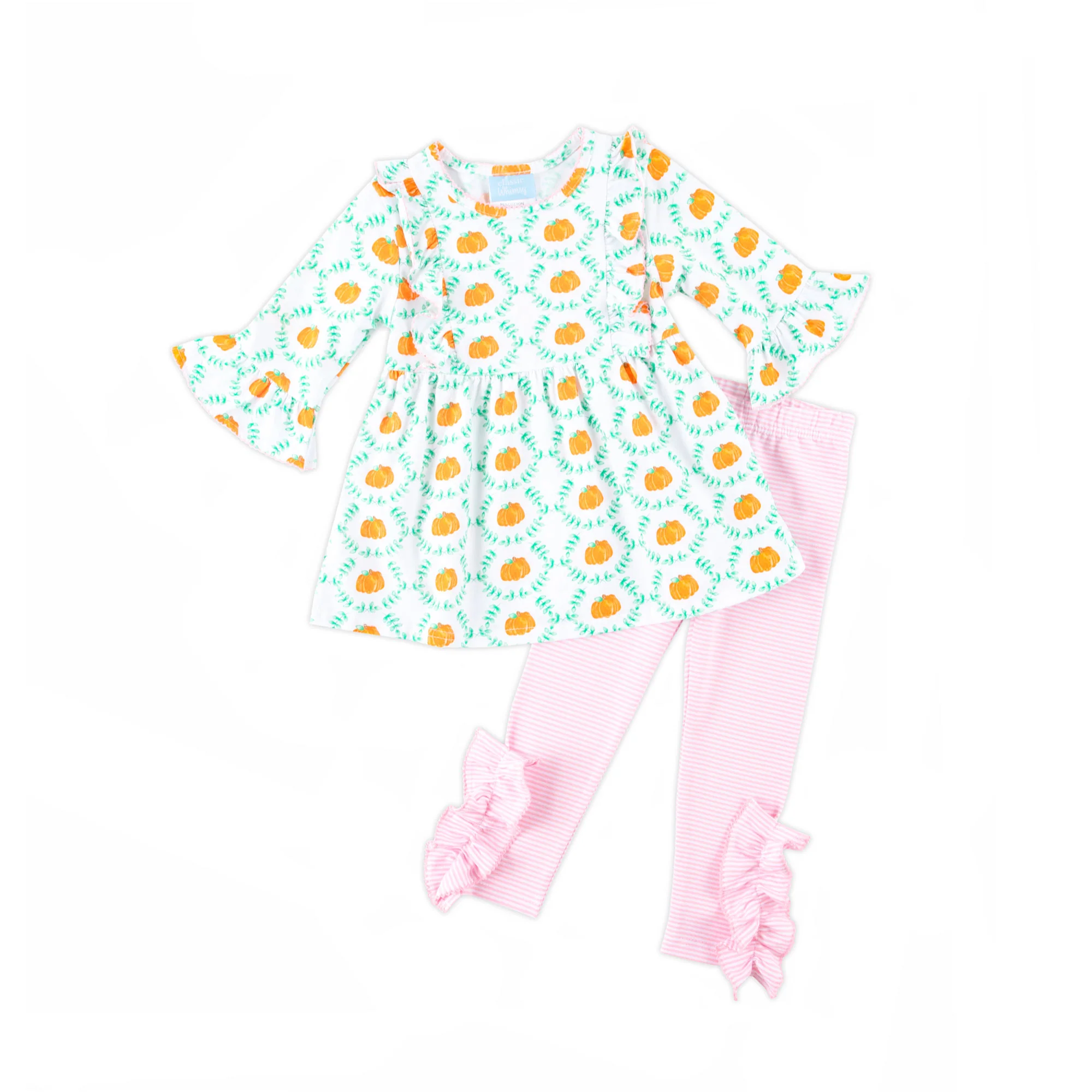 Pumpkin Splendor Pink Stripe Olivia Legging Set - Image 4