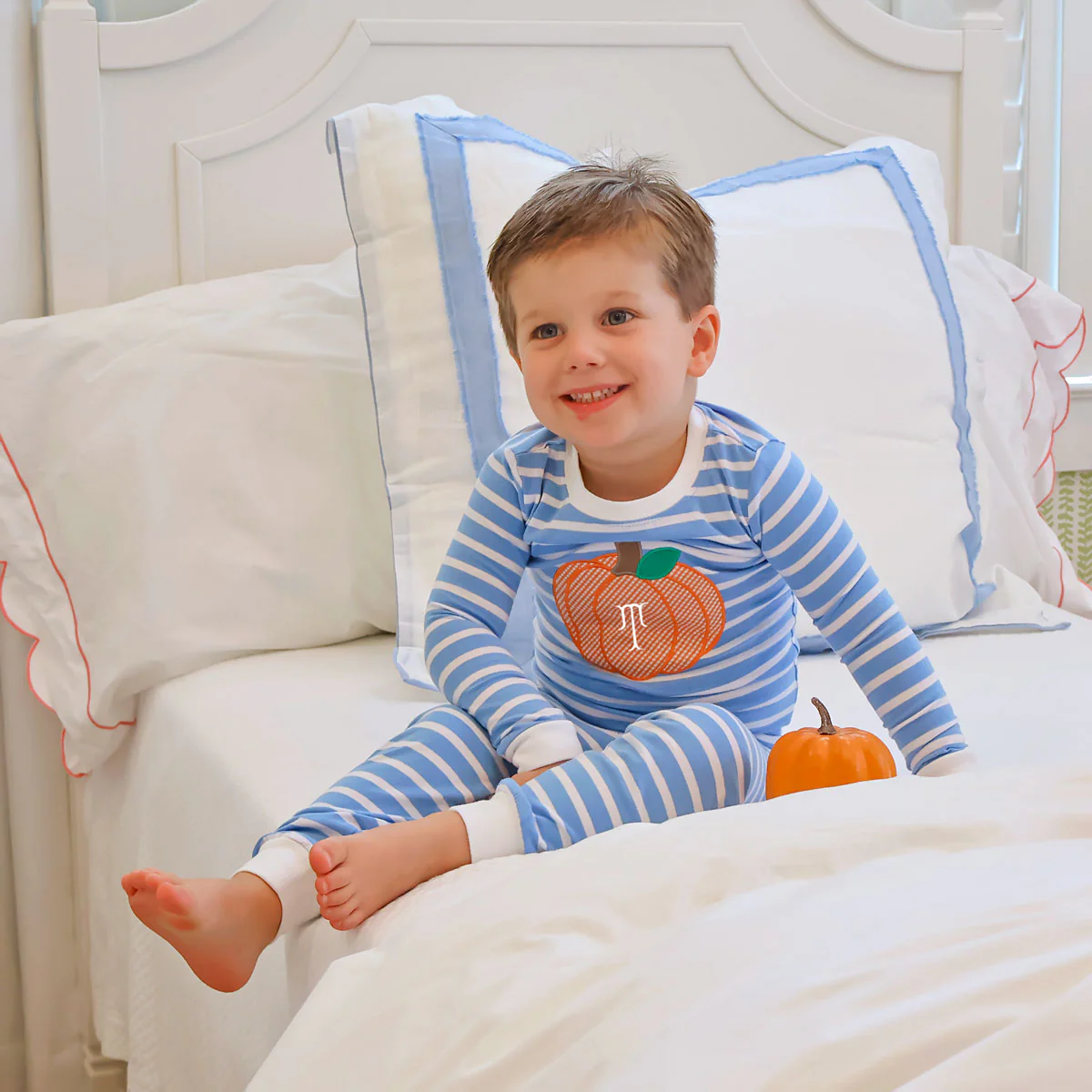 Pumpkin Time Blue Stripe Pajamas - Image 2