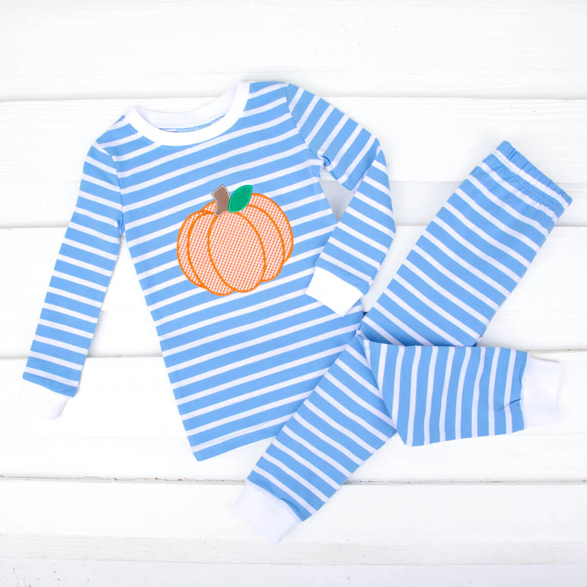 Pumpkin Time Blue Stripe Pajamas - Image 3