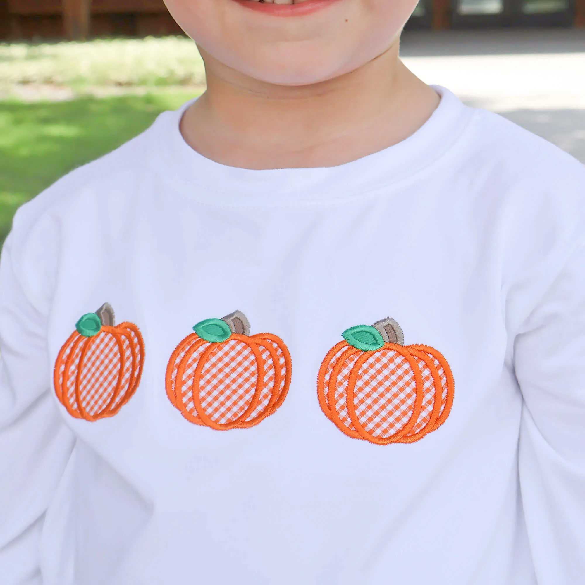 Pumpkin Trio White Long Sleeve Shirt - Image 3
