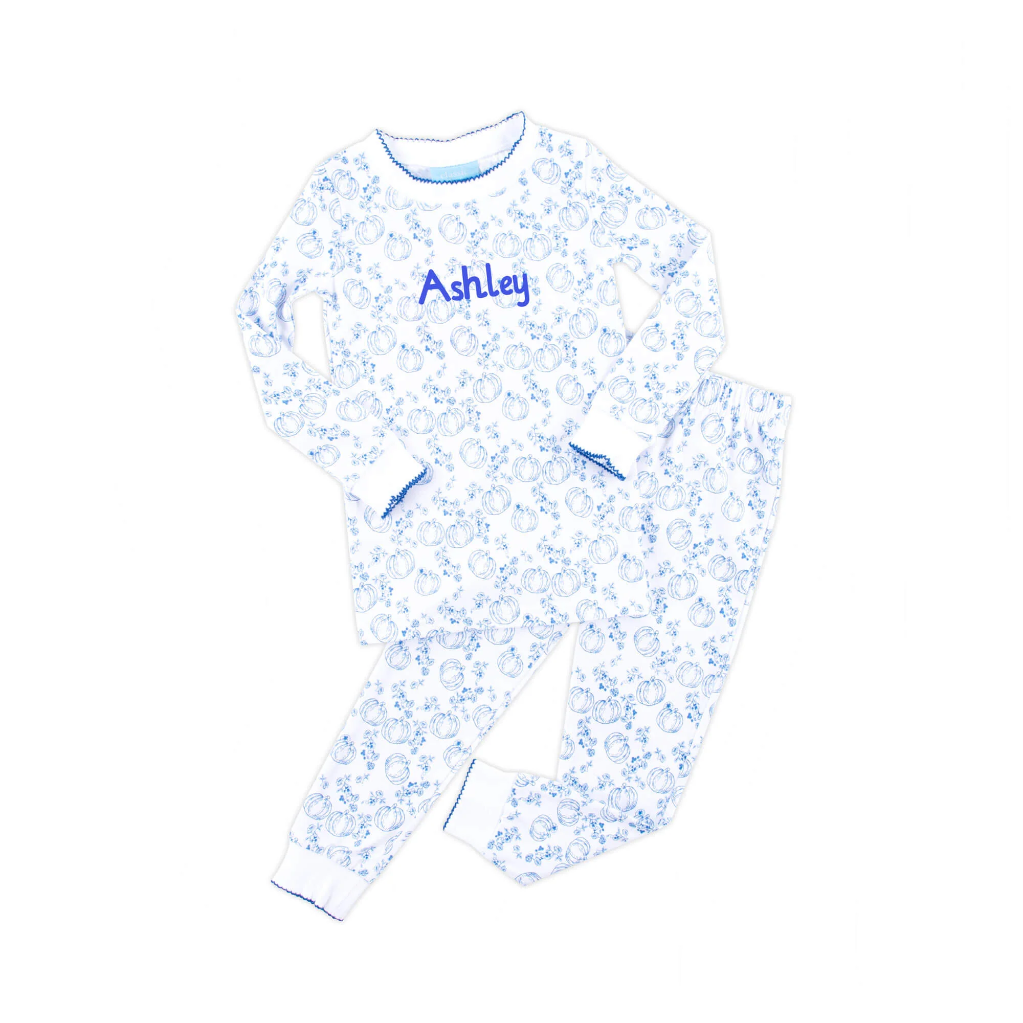 Pumpkin Blue Toile Pajamas - Image 2