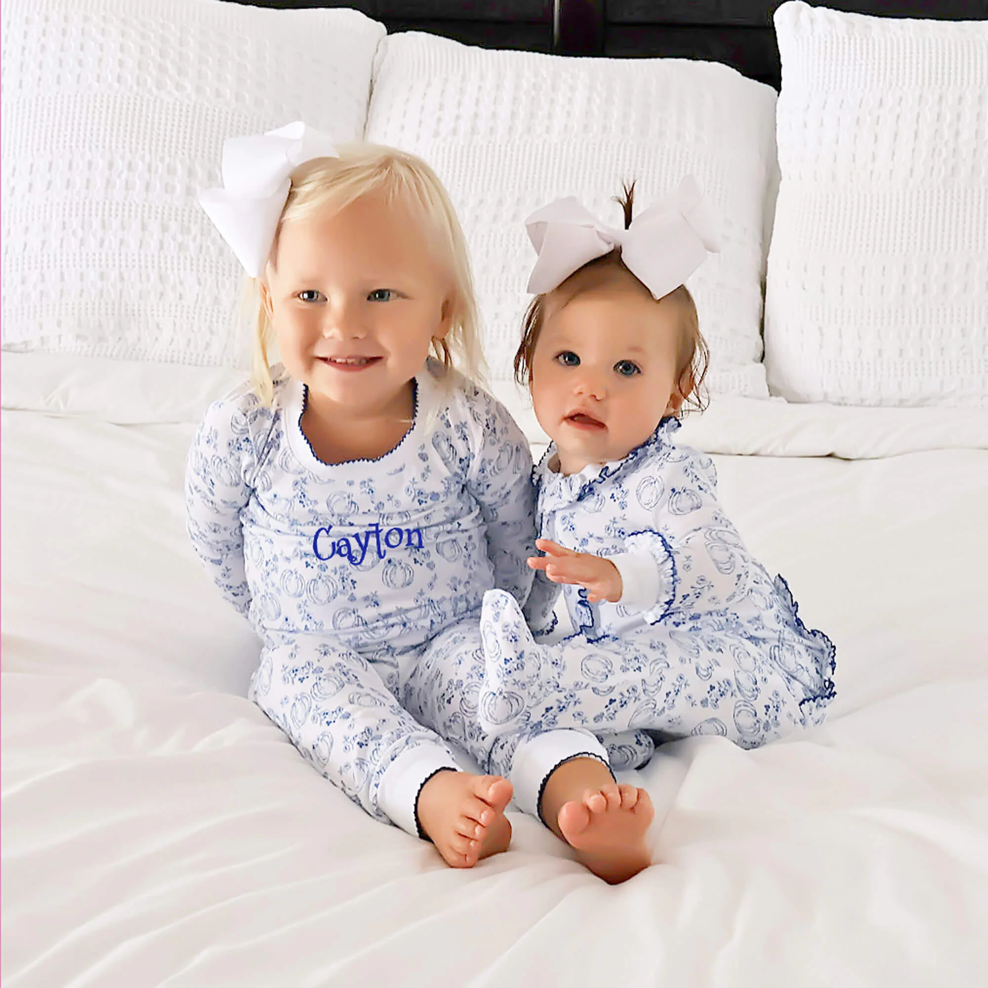 Pumpkin Blue Toile Pajamas - Image 3