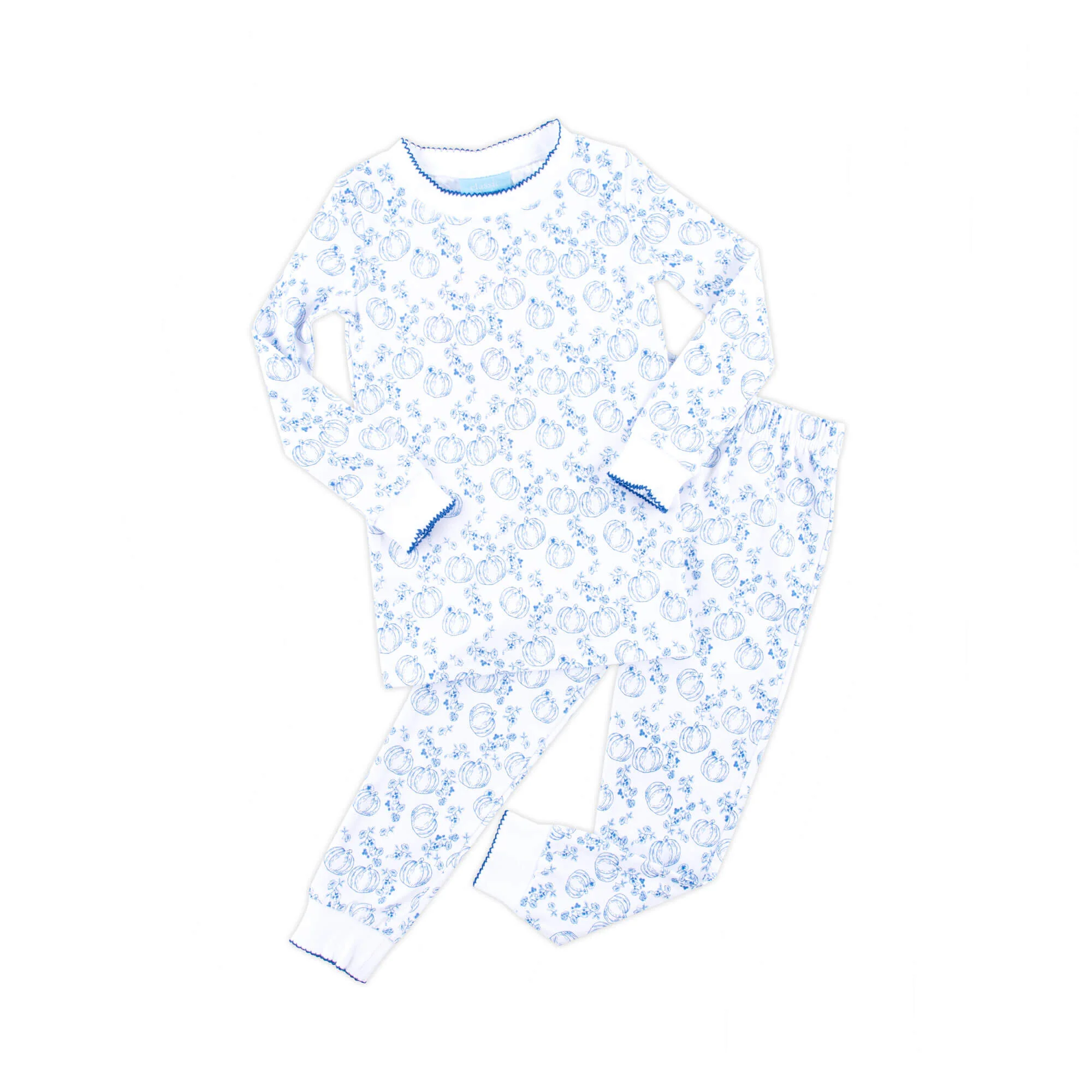 Pumpkin Blue Toile Pajamas - Image 4