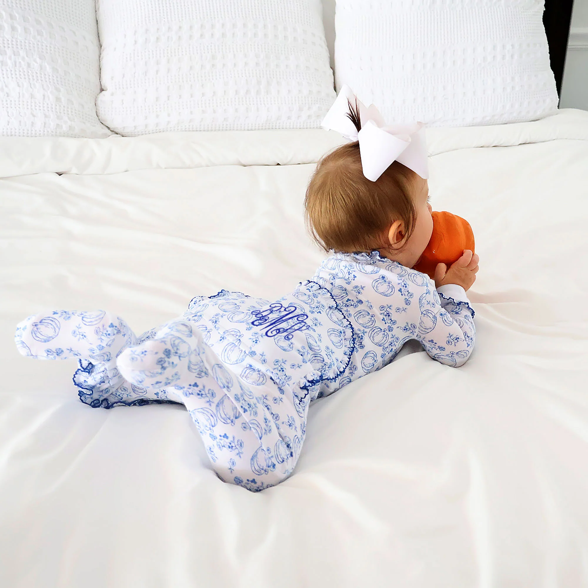Pumpkin Blue Toile Zip Sleeper - Image 4