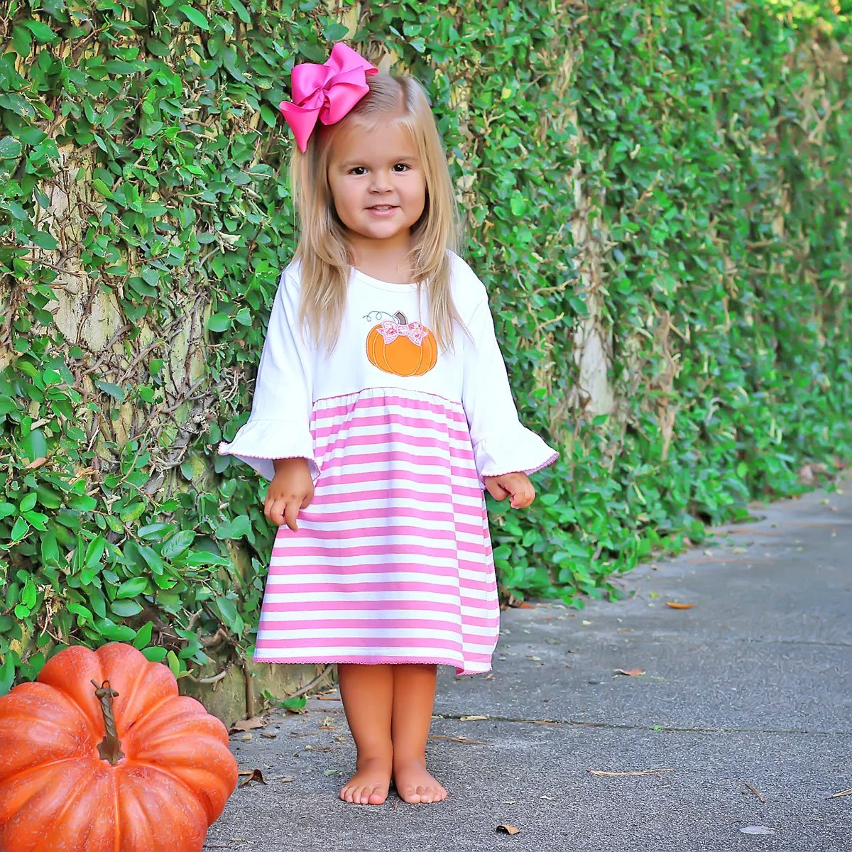 Pumpkin Pink Stripe Sophia Dress - Image 5