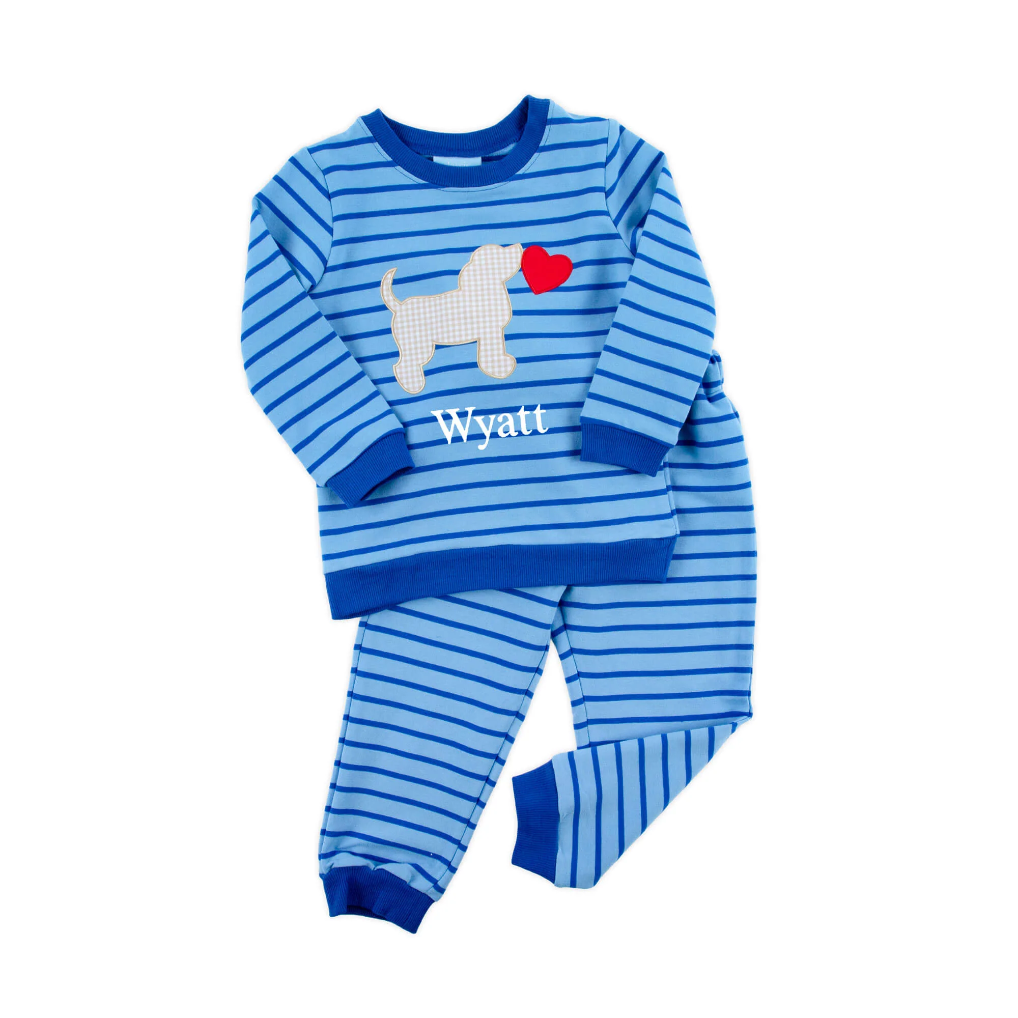 Puppy Love Blue Stripe Jogger Set - Image 3