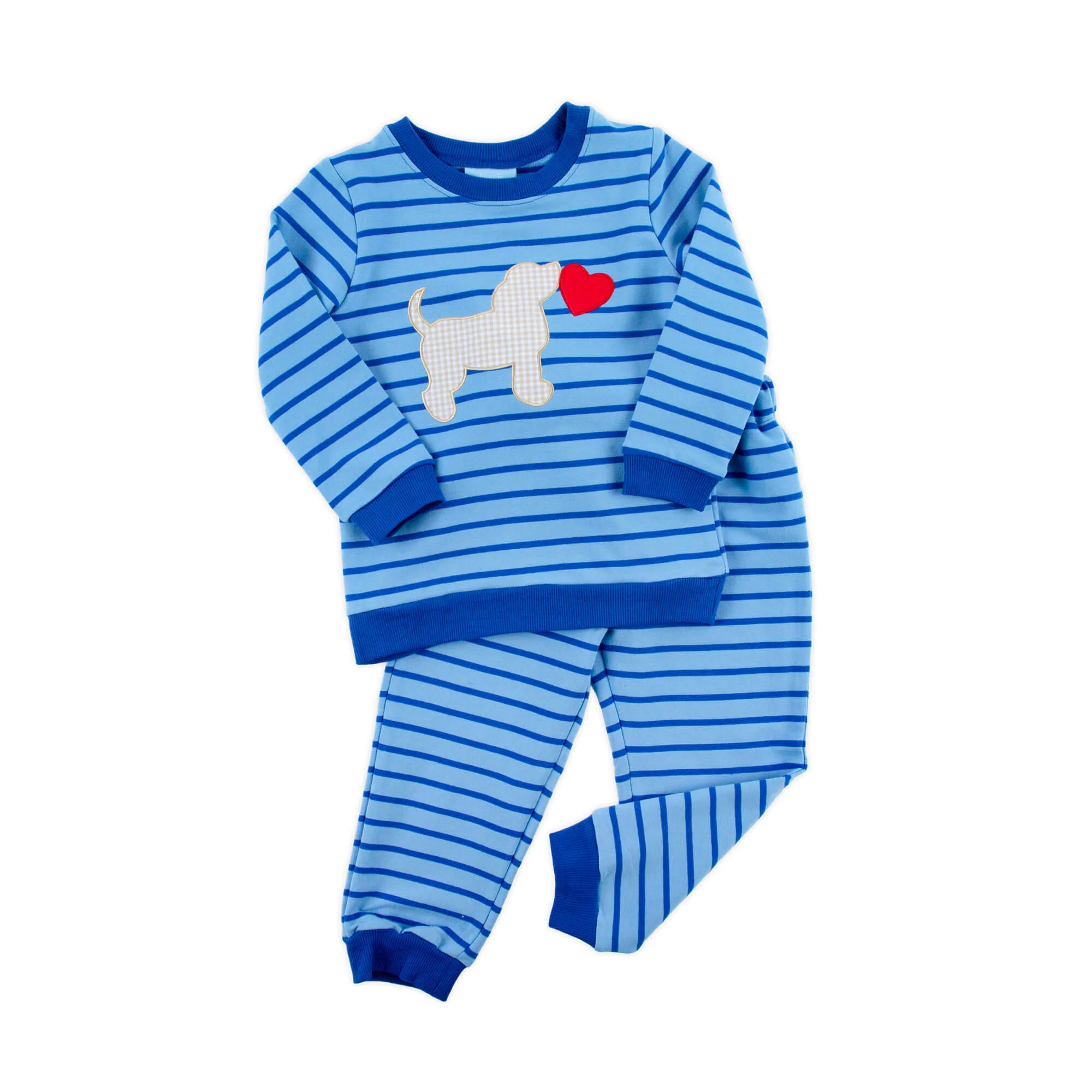 Puppy Love Blue Stripe Jogger Set - Image 5