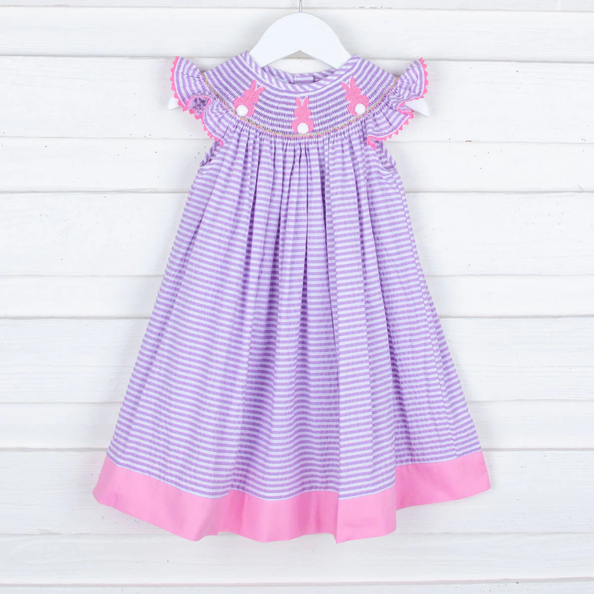 Purple Bunny Bum Smocked Bishop Dress - Image 3