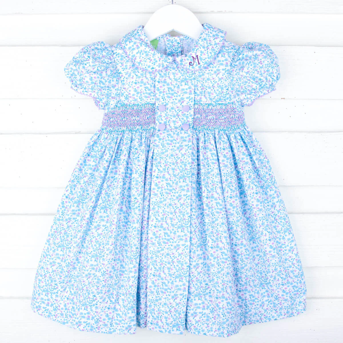 Purple Floral Geo Smocked Beth Dress - Image 2