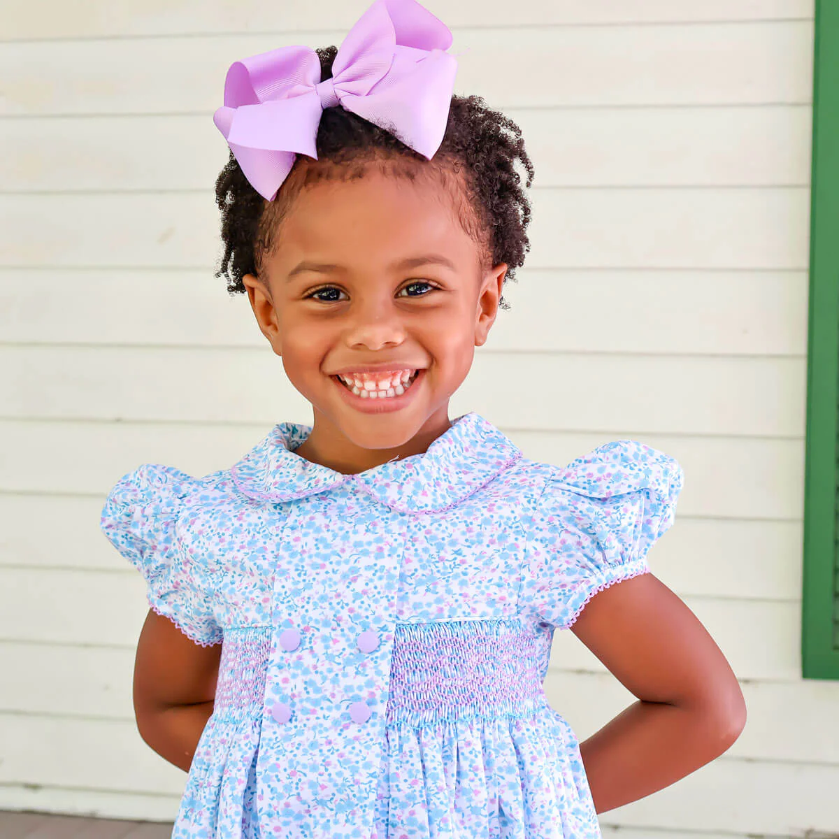 Purple Floral Geo Smocked Beth Dress - Image 4