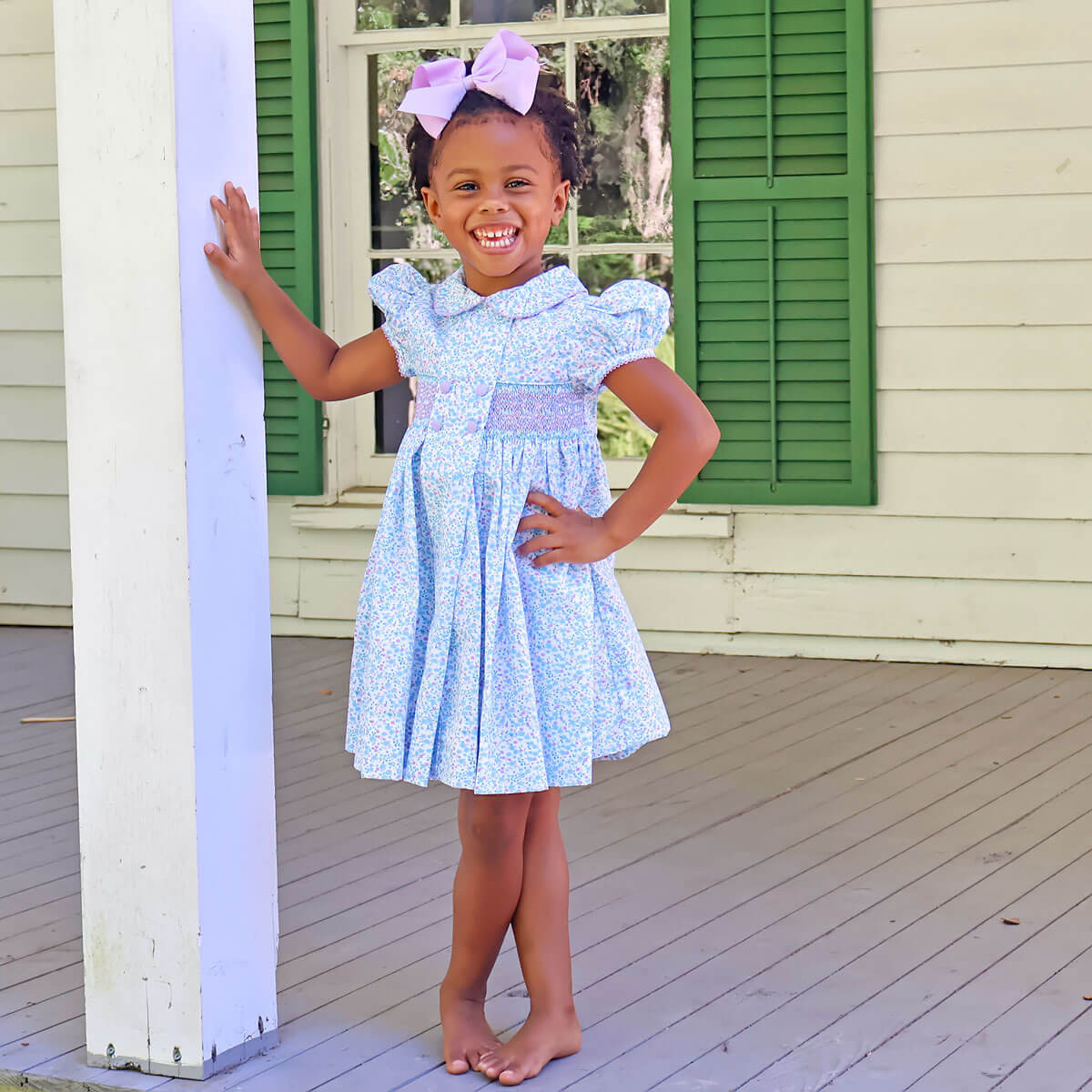 Purple Floral Geo Smocked Beth Dress - Image 5