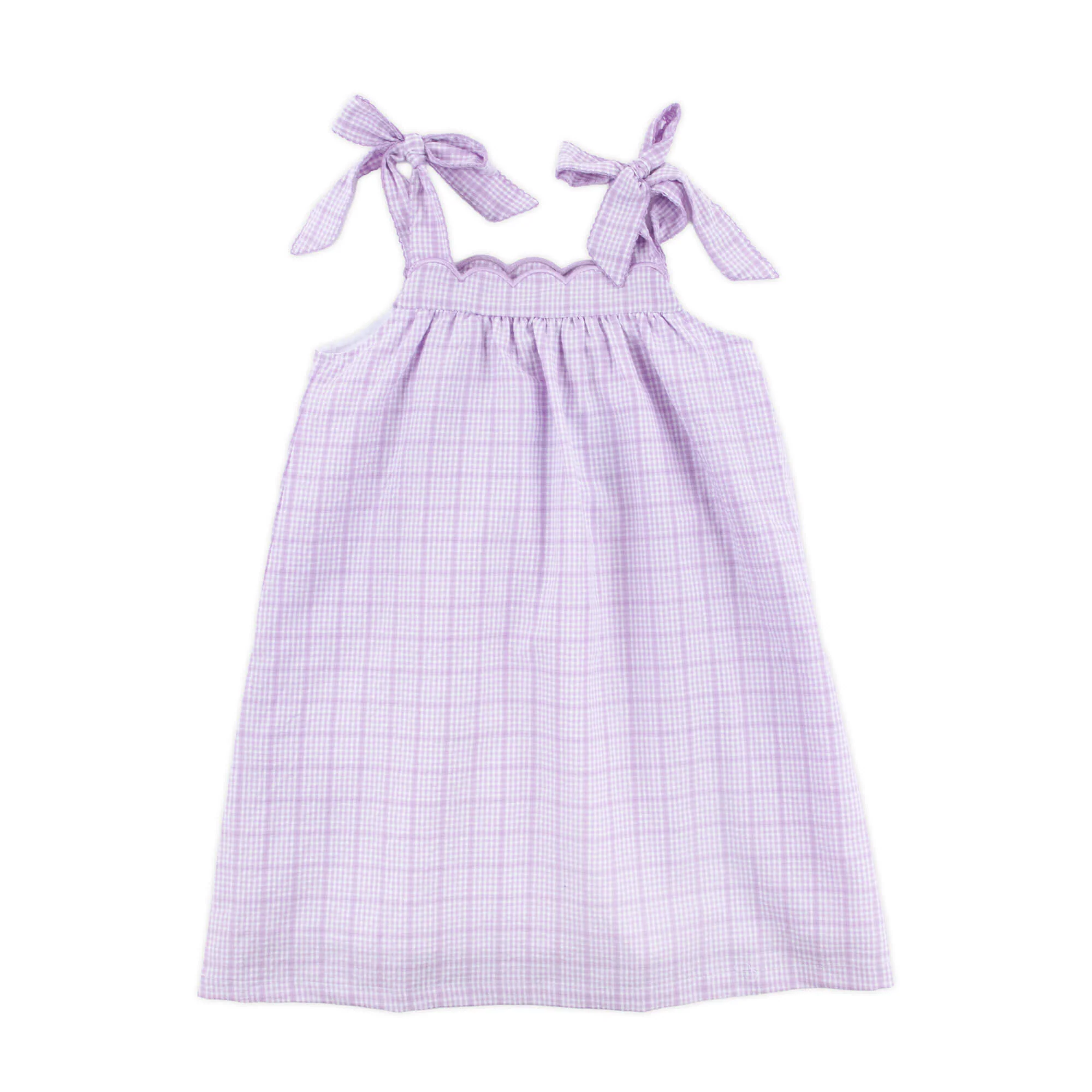 Purple Plaid Seersucker Tie Strap Dress - Image 2