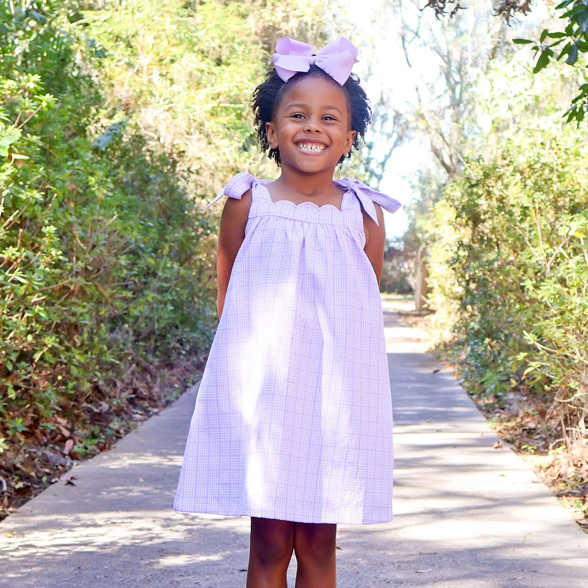Purple Plaid Seersucker Tie Strap Dress - Image 4