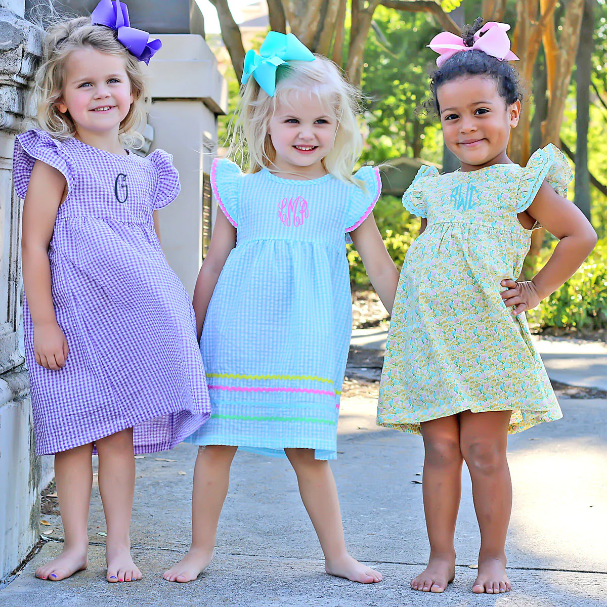 Purple Gingham Flutter Sleeve Dress - Image 4
