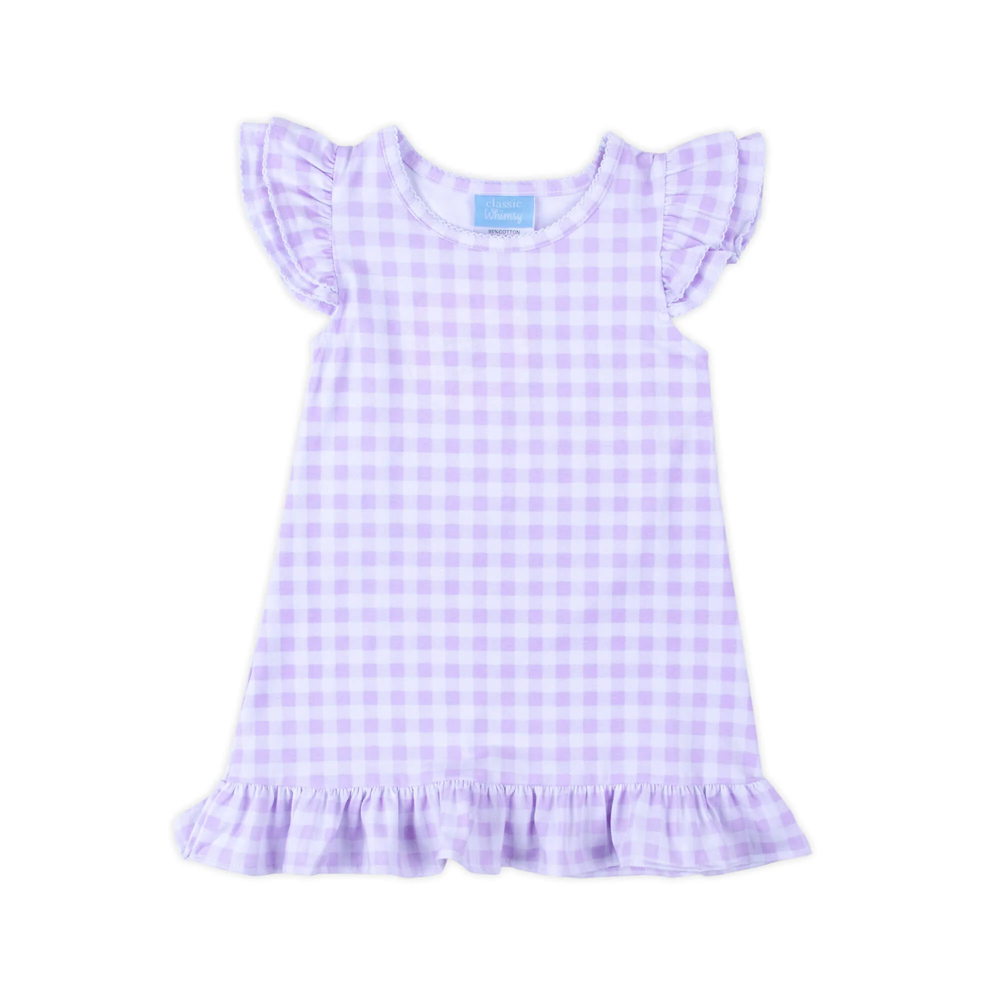 Milly Gingham Ruffle Dress Purple - Image 4