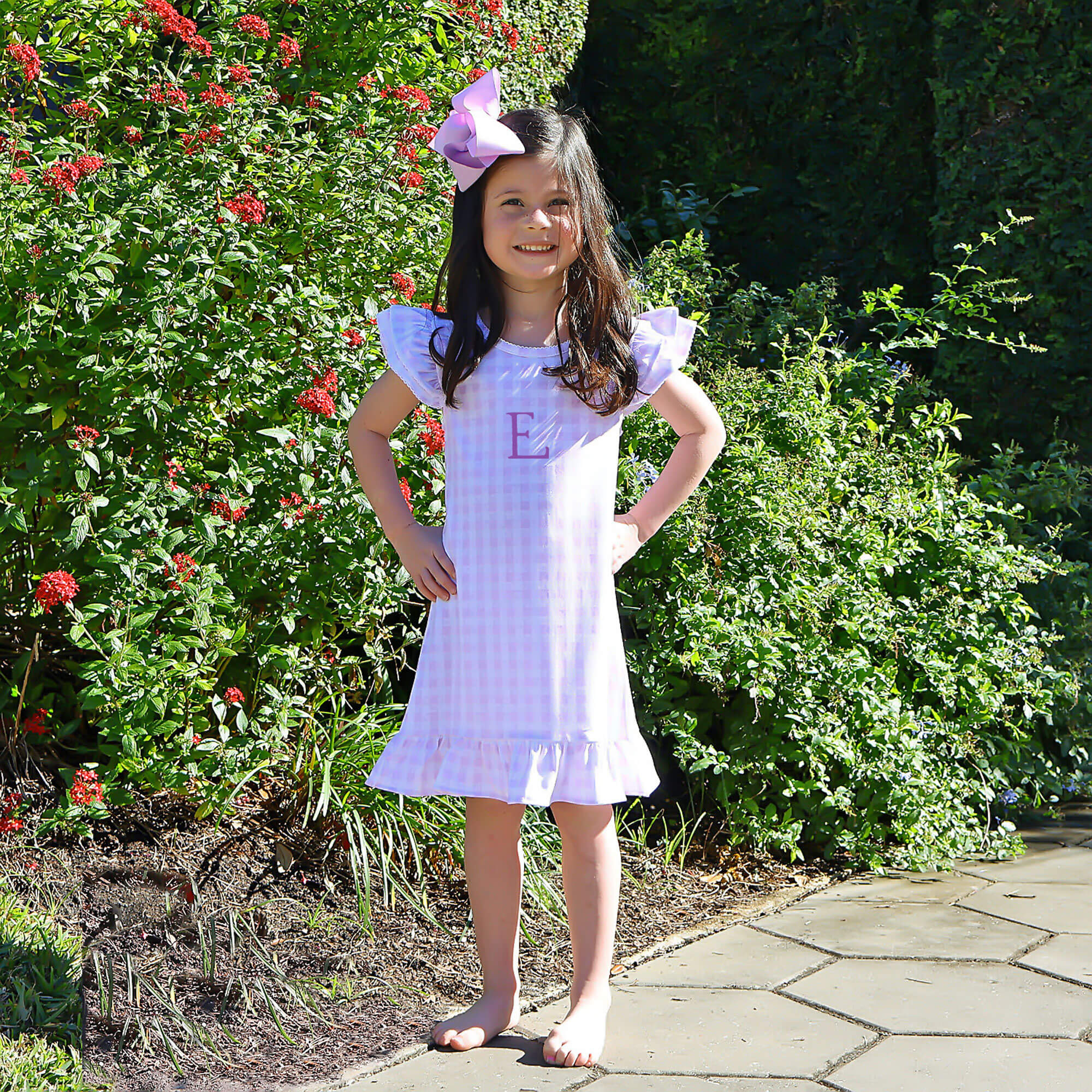 Milly Gingham Ruffle Dress Purple - Image 5