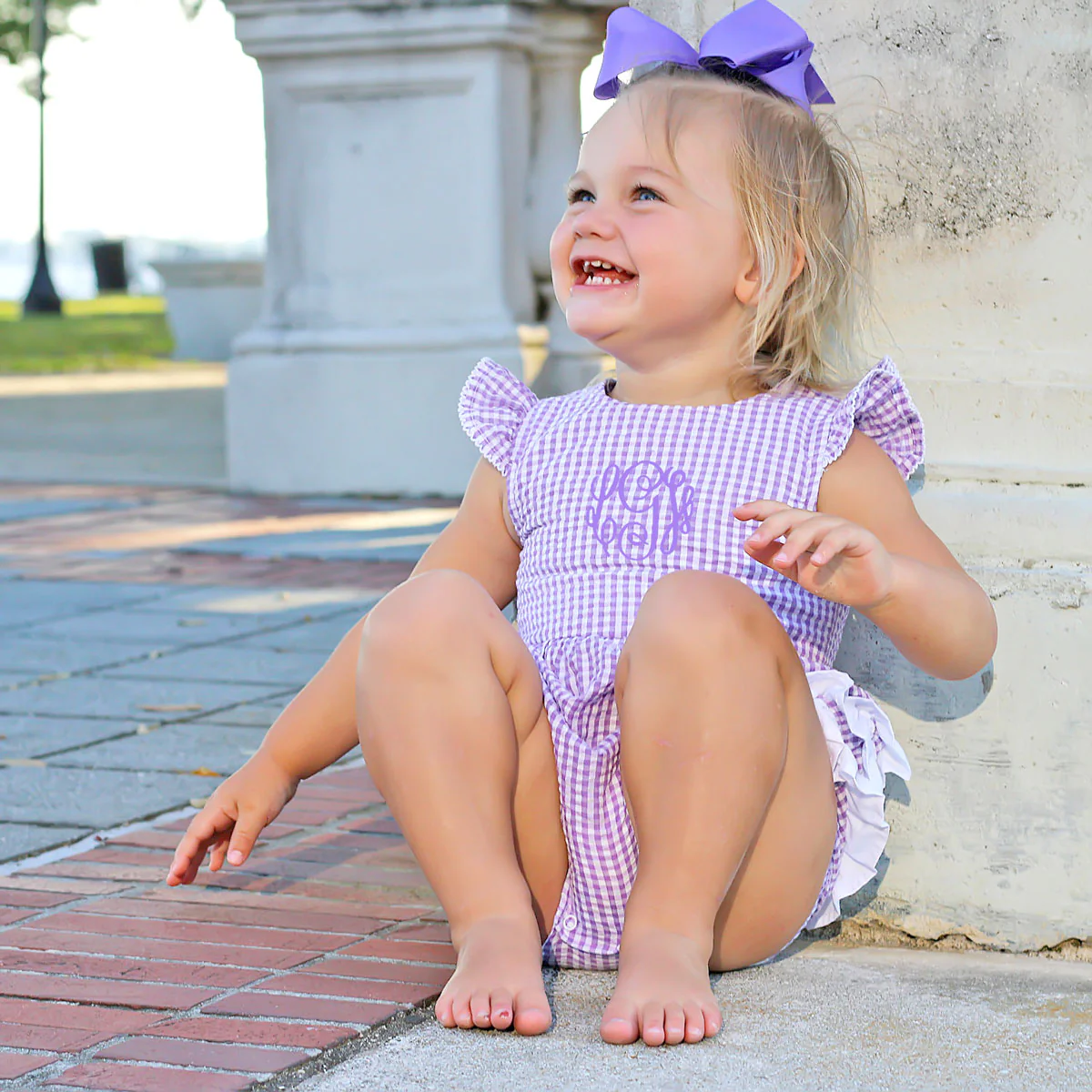 Purple Gingham Ruffle Bubble - Image 6