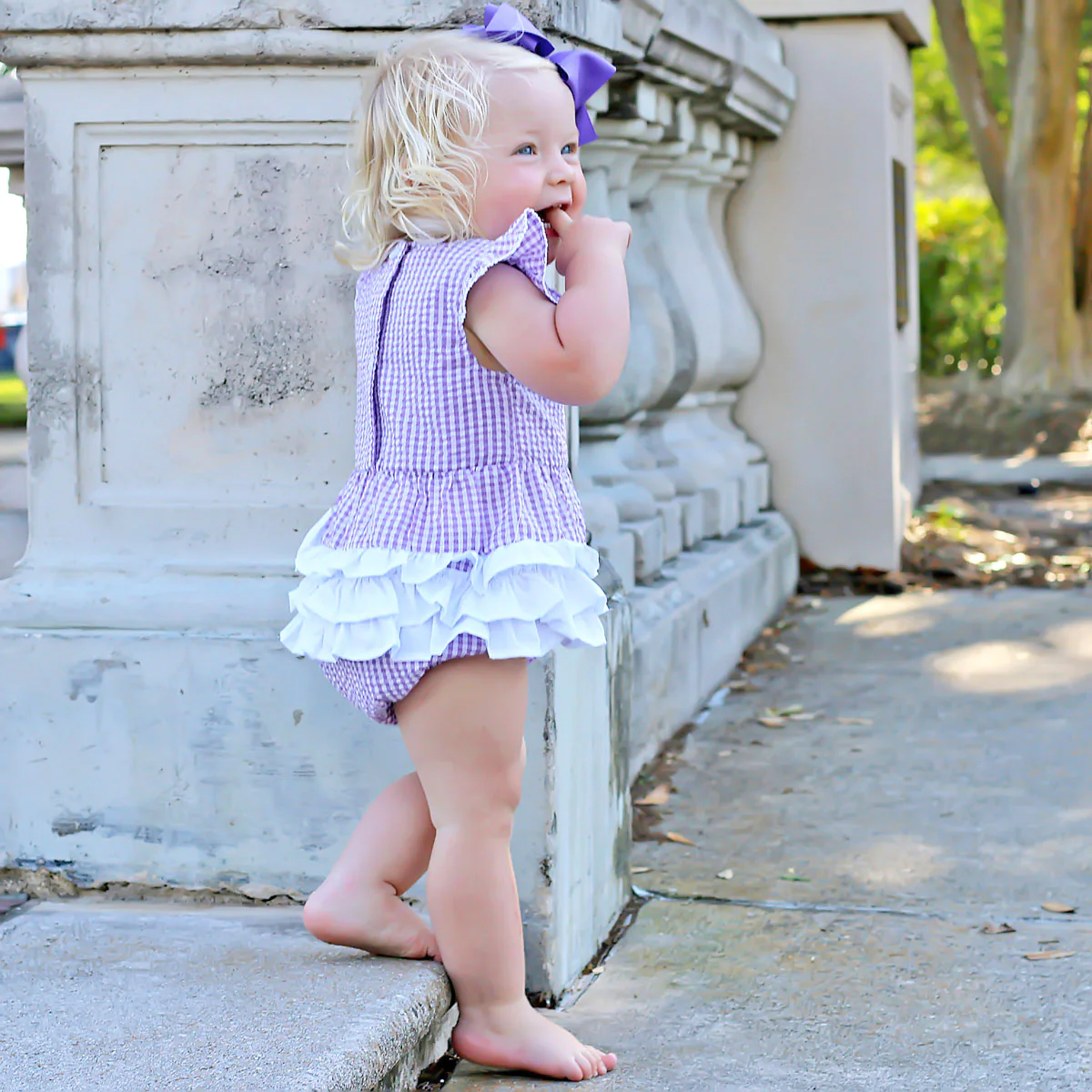 Purple Gingham Ruffle Bubble - Image 7
