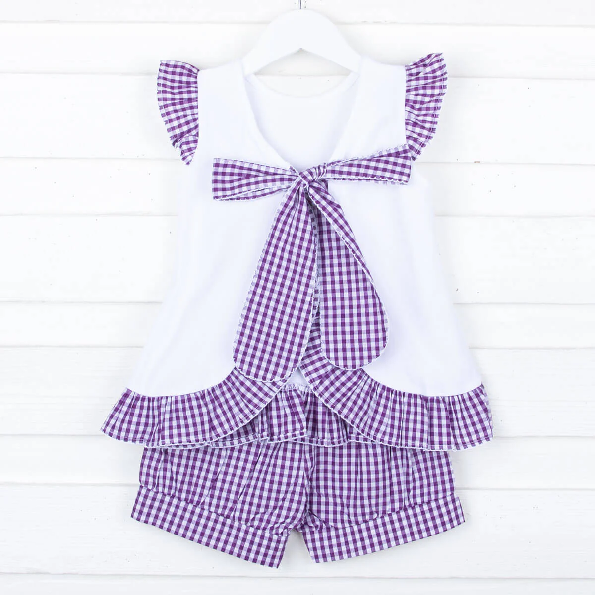 Purple Gingham Tie Back Short Set - Image 3