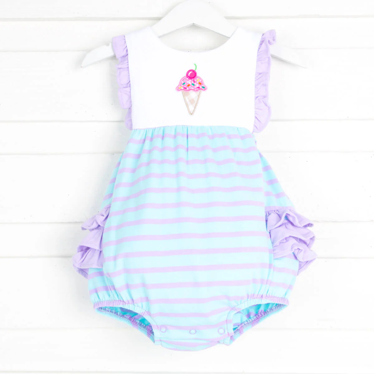 Purple Stripe Knit Ice Cream Bubble - Image 2