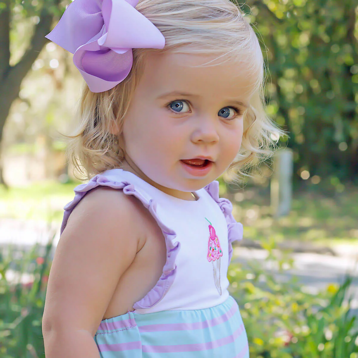 Purple Stripe Knit Ice Cream Bubble - Image 4