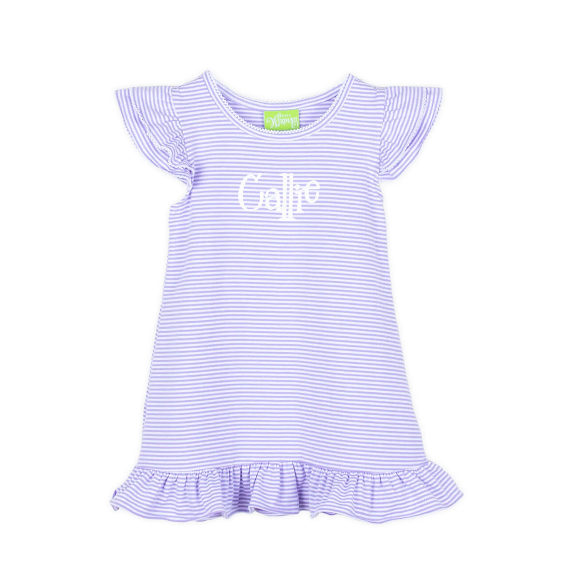 Milly Stripe Ruffle Dress Lavender - Image 2