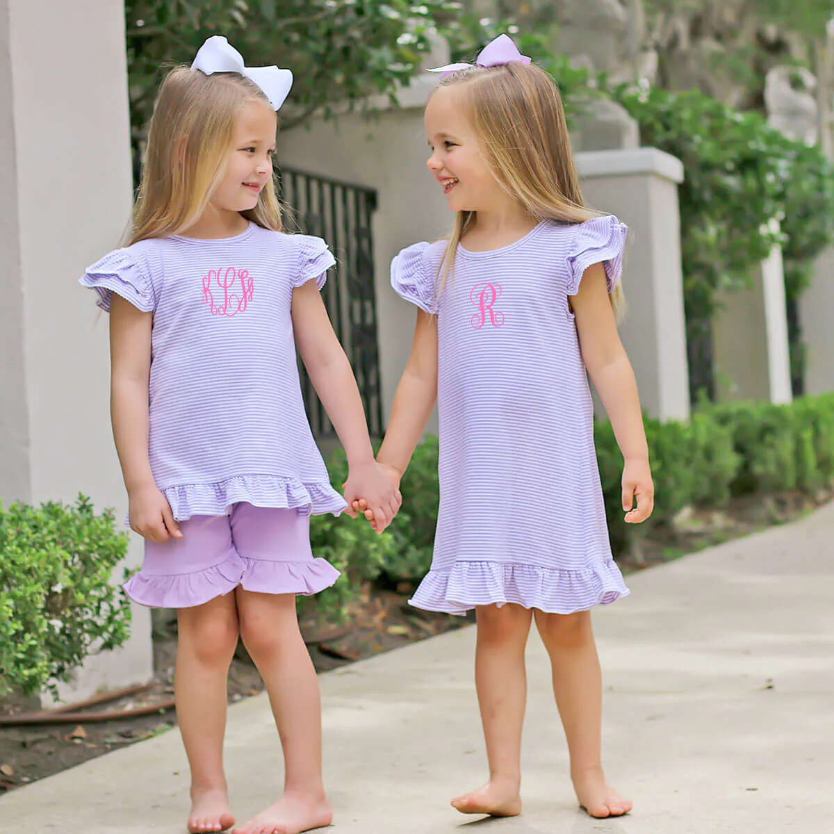 Milly Stripe Ruffle Dress Lavender - Image 3