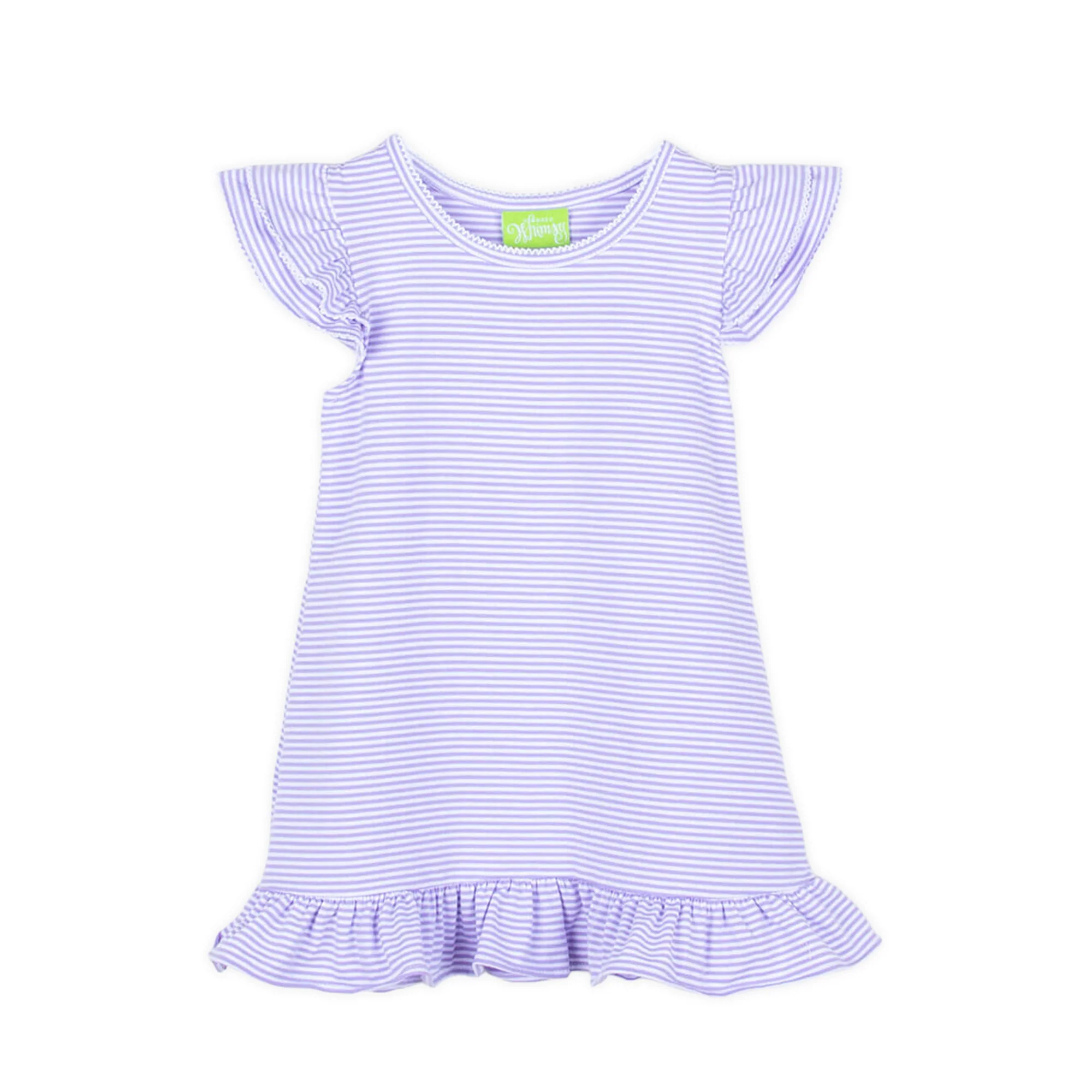 Milly Stripe Ruffle Dress Lavender - Image 4