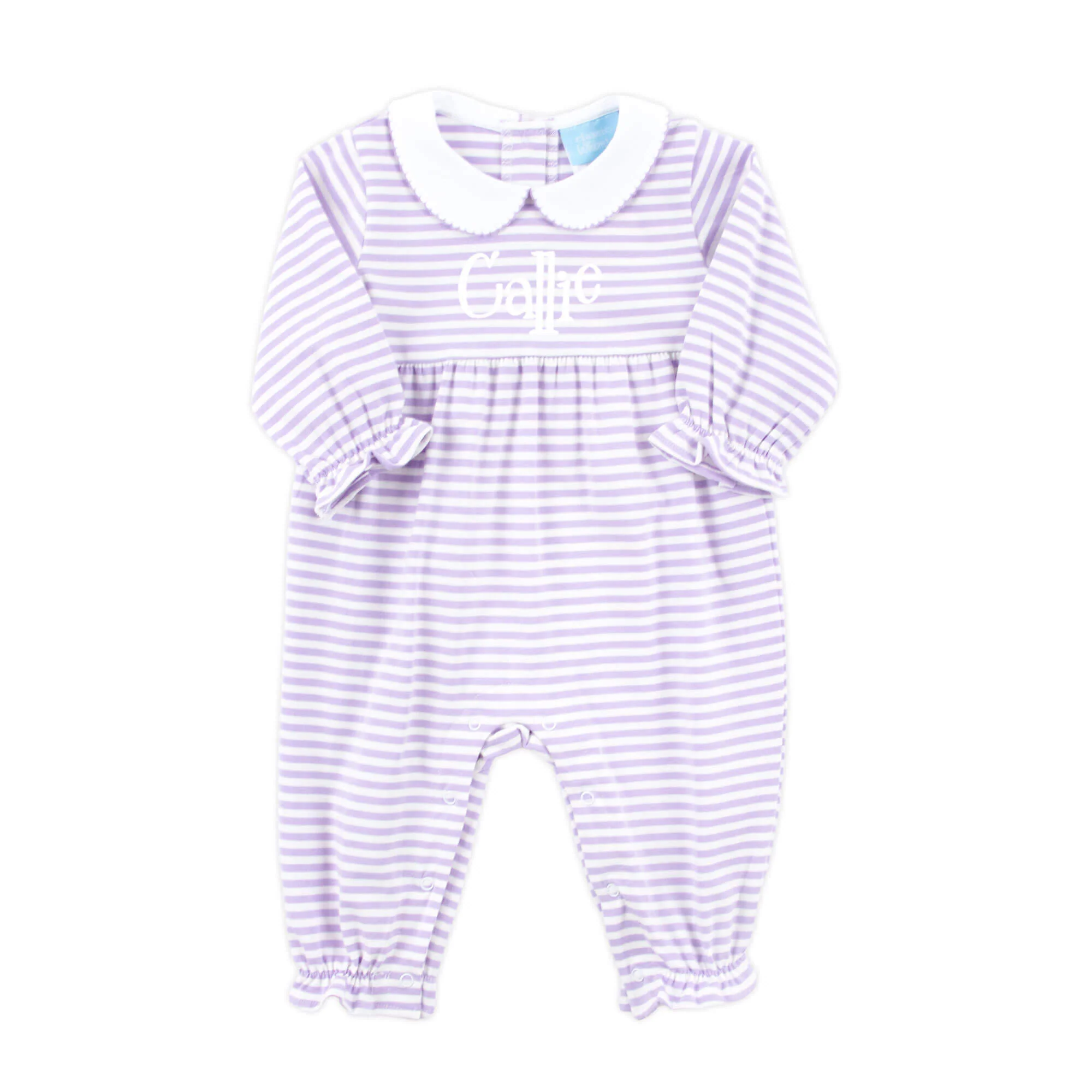 Purple Stripe Ruffle Romper - Image 2