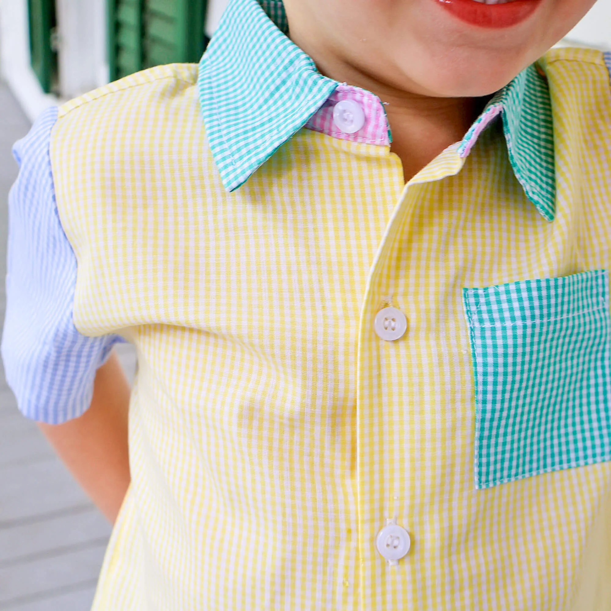 Rainbow Gingham Button Down Short Set - Image 3