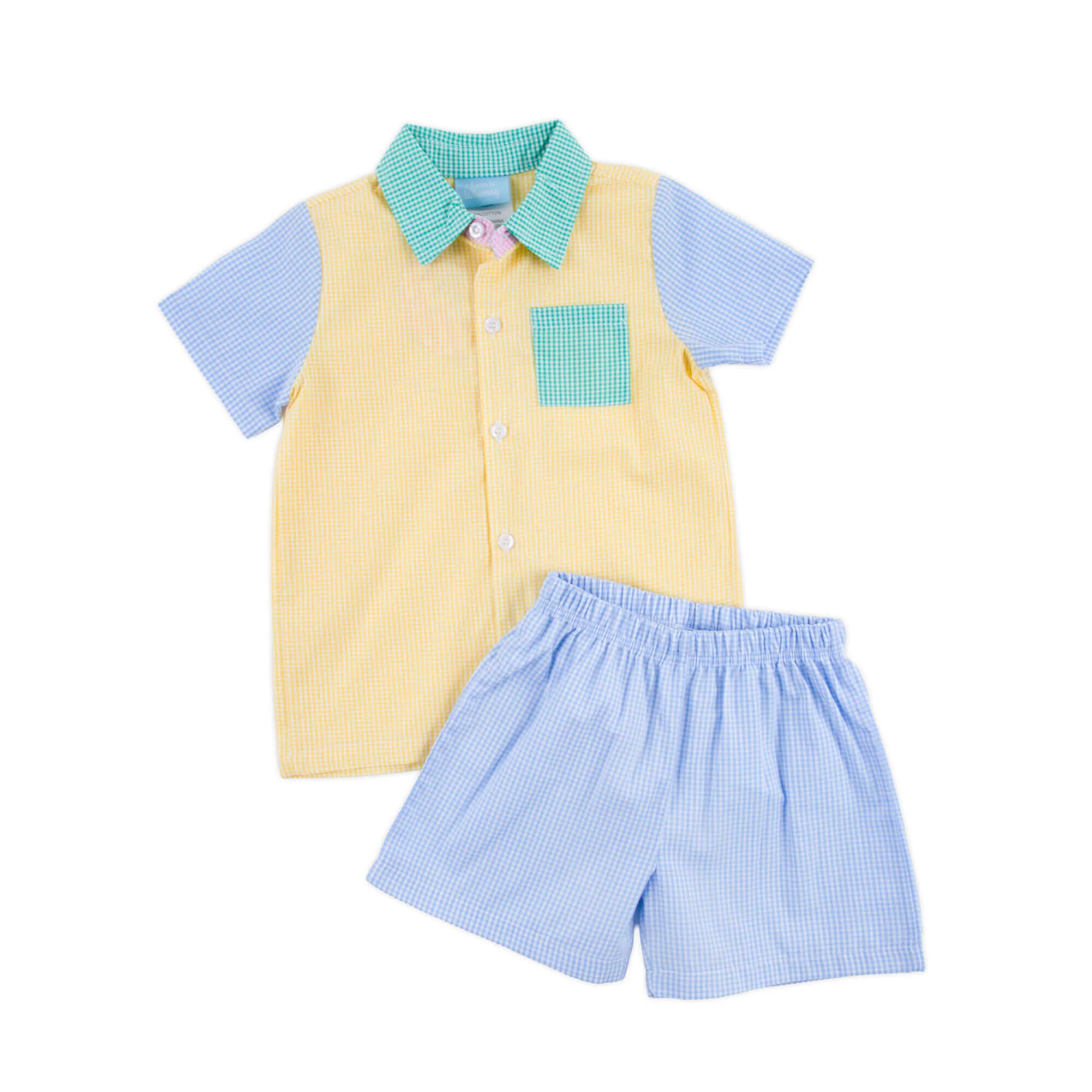 Rainbow Gingham Button Down Short Set - Image 6