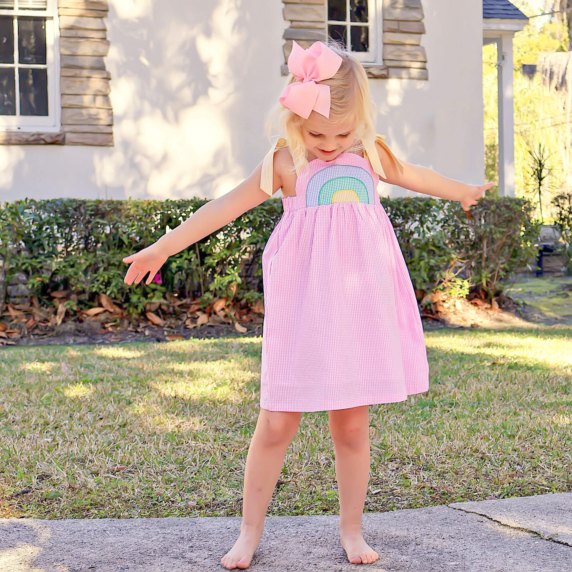 Rainbow Gingham Dress - Image 4