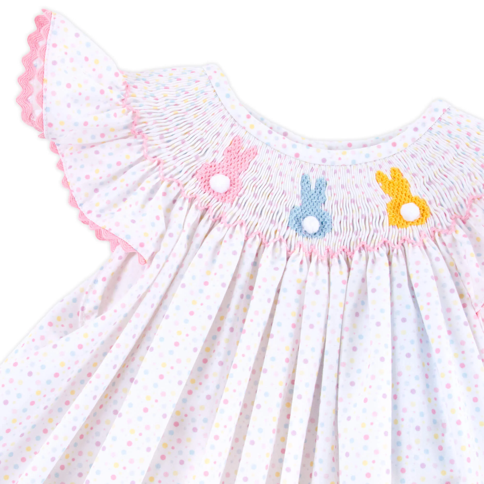 Rainbow Peeps Smocked Polka Dot Dress - Image 2