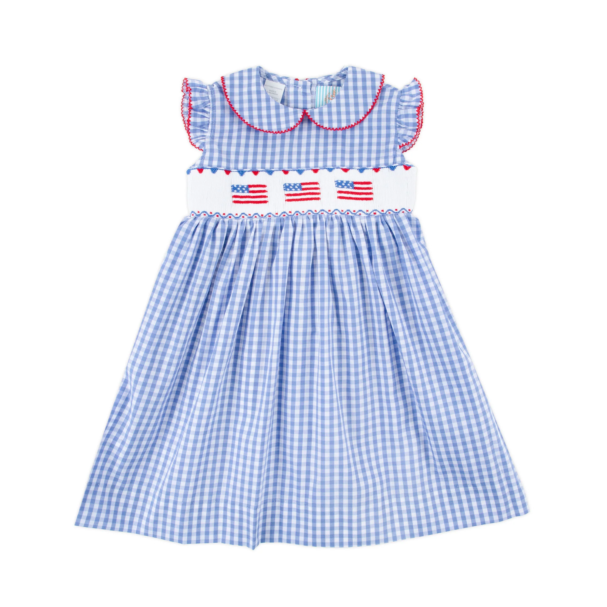 Raise the Flag Blue Gingham Smocked Collared Dress - Image 2