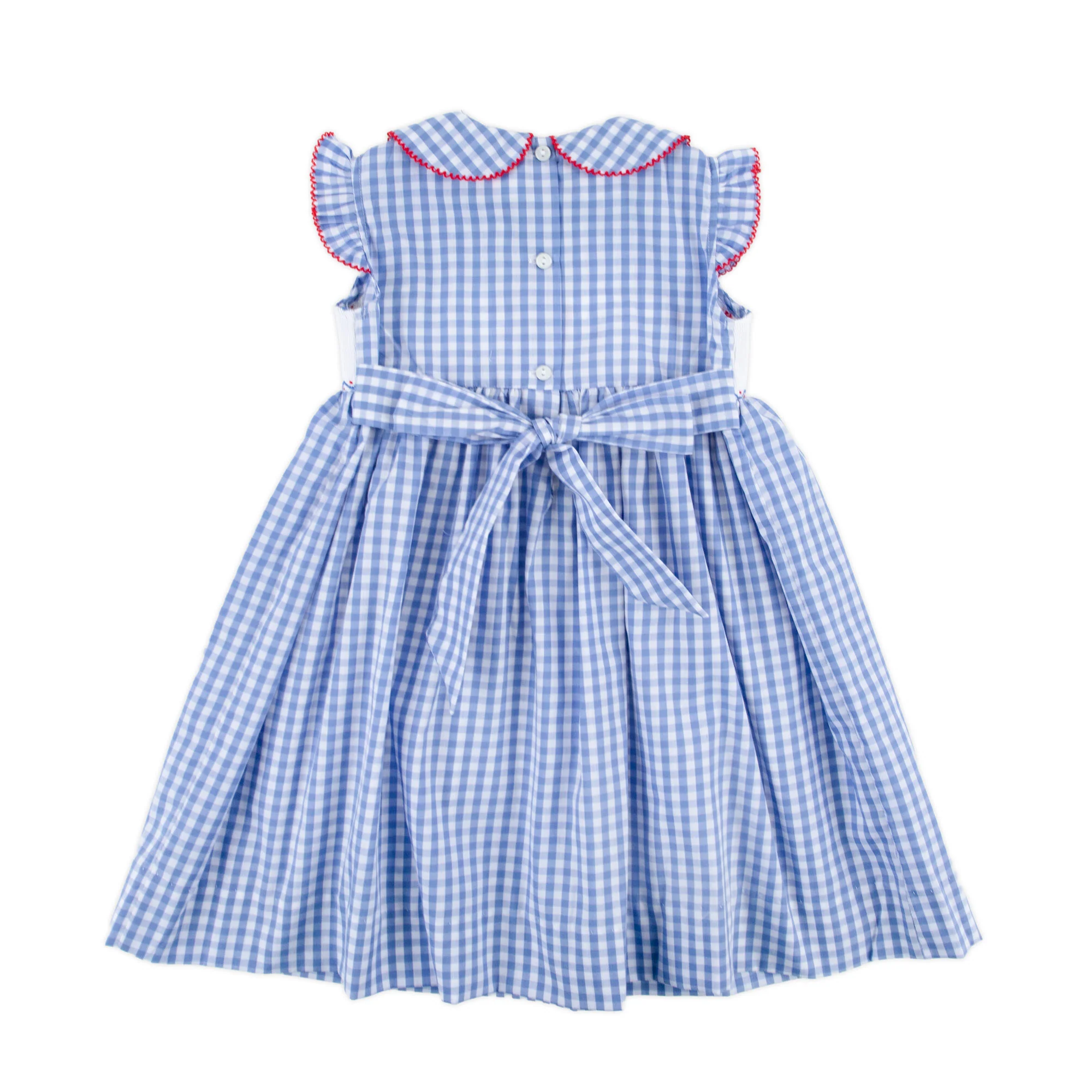 Raise the Flag Blue Gingham Smocked Collared Dress - Image 4